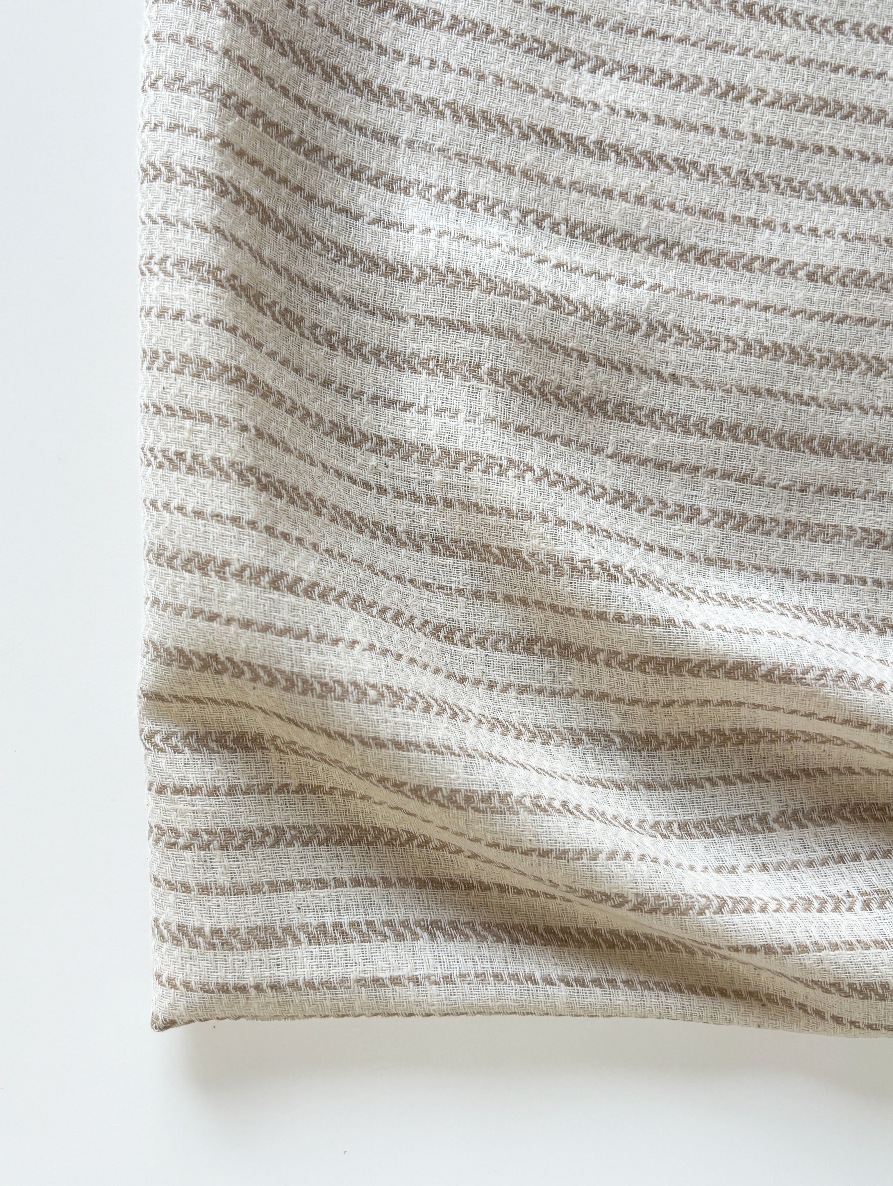 Off-White Loom Textured Blended Cotton Yarn Dyed Fabric 57"