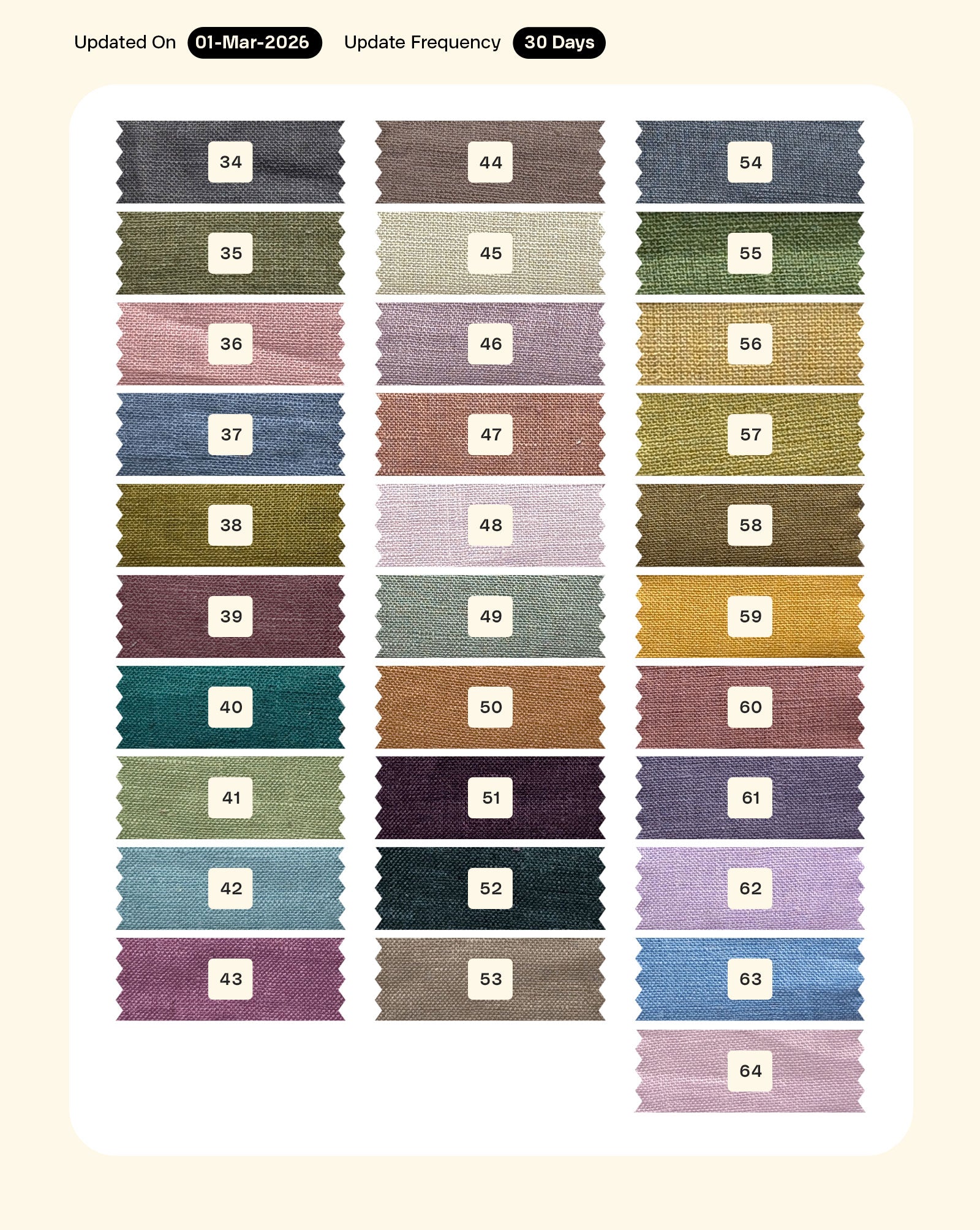 60 Lea Pure Linen Mill Dyed Fabric 58"