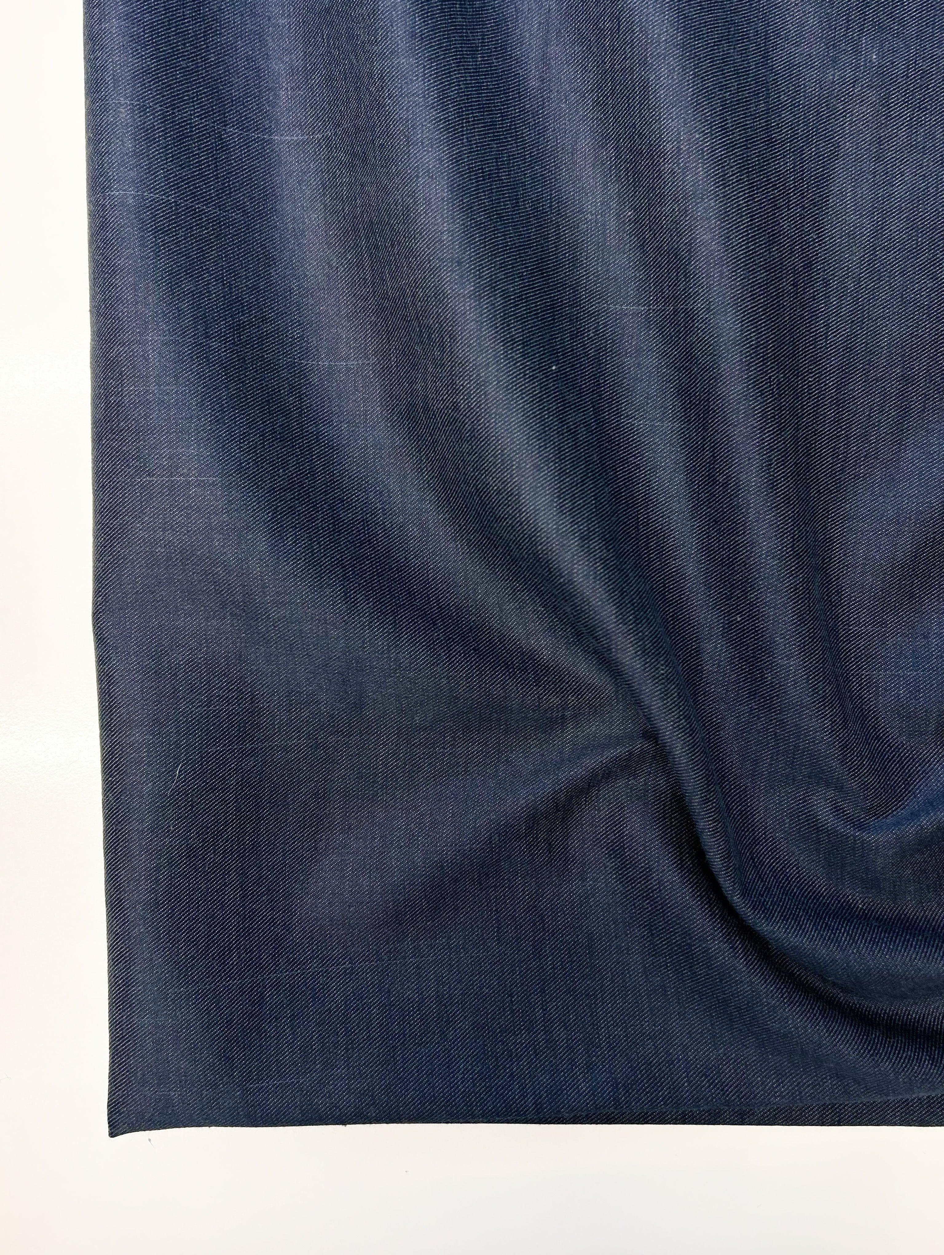 Blue Blended Cotton Yarn Dyed Twill Denim Fabric 58"