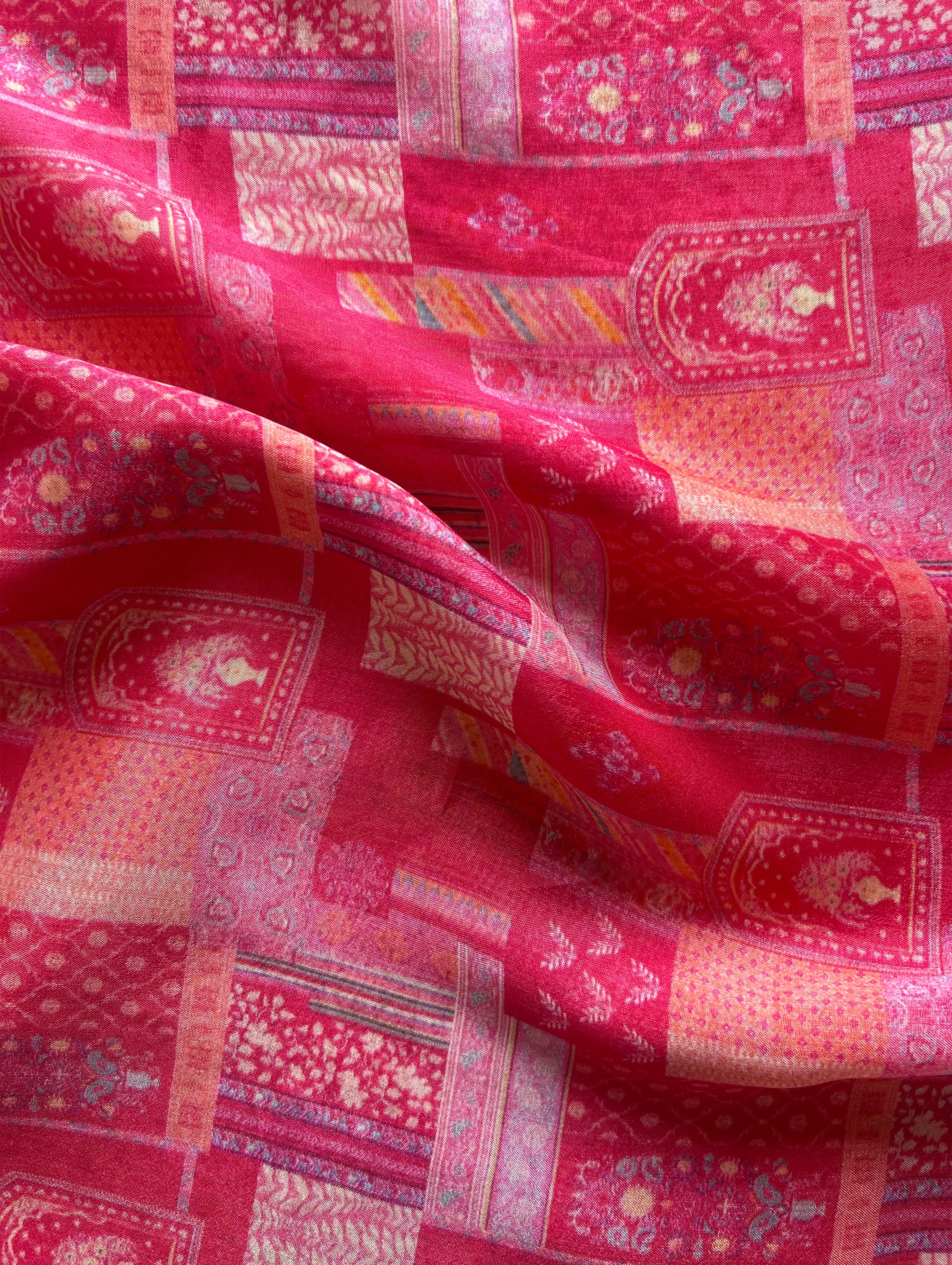 Digital Print 60 Gram Viscose Chinon Chiffon Fabric