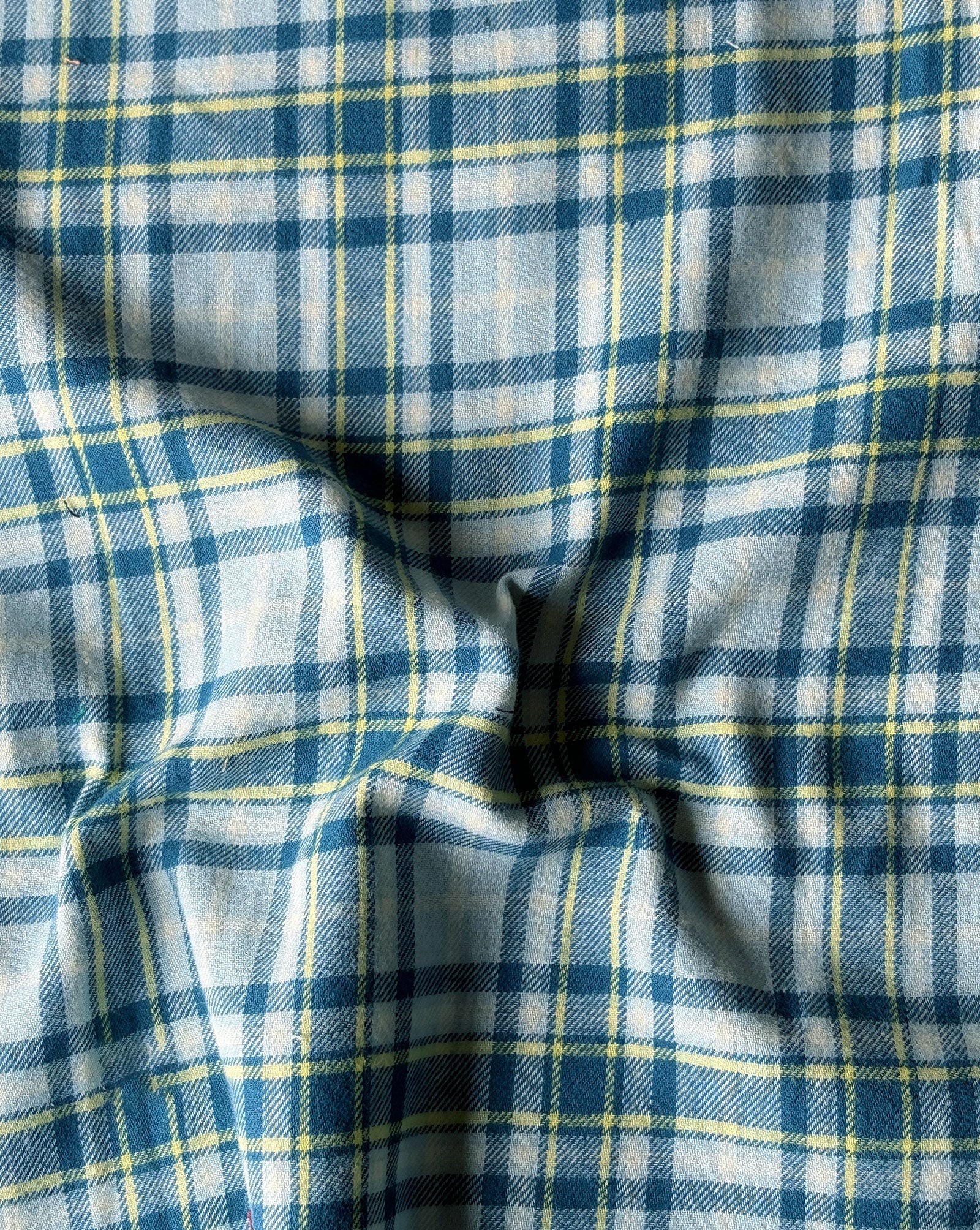 Blue/Yellow Cotton Y/D Twill Single Side Brushed Fabric 56"