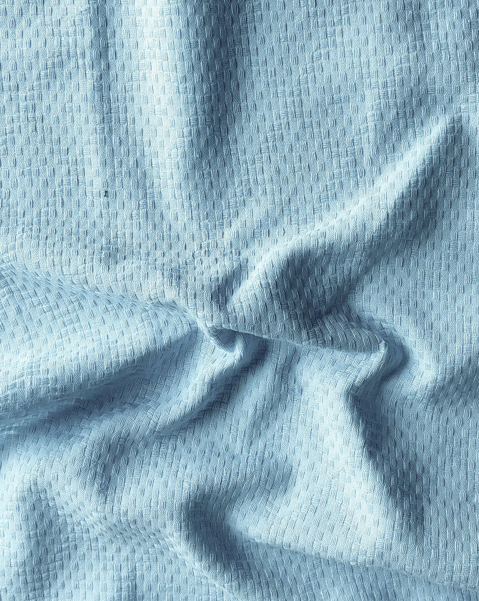 Cotton Poly Light Blue Dobby Fabric 56"