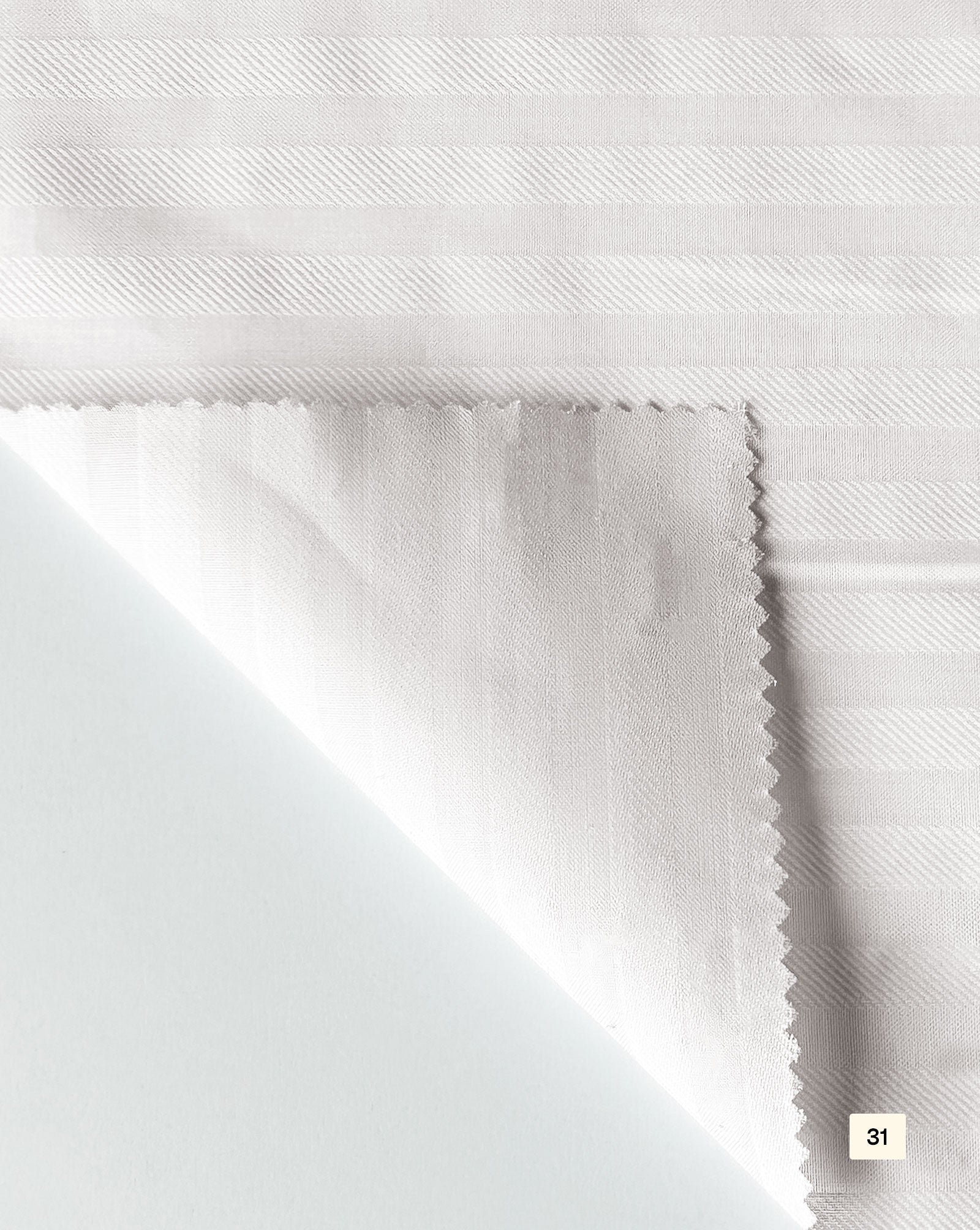 60s Cotton Weft Stripe Dobby White Fabric 58"