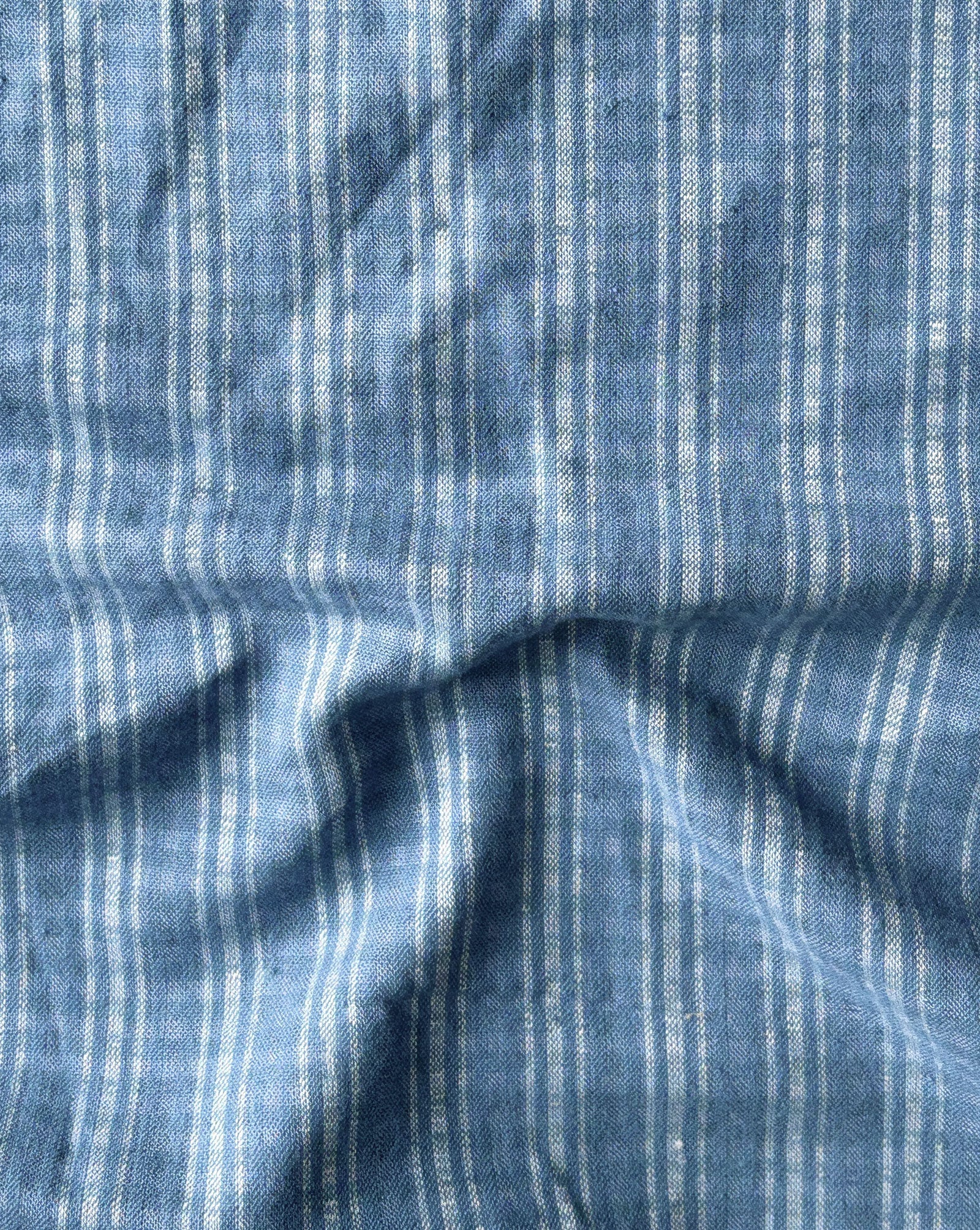 Cotton Viscose Blue Stripe Seersucker Fabric 58"