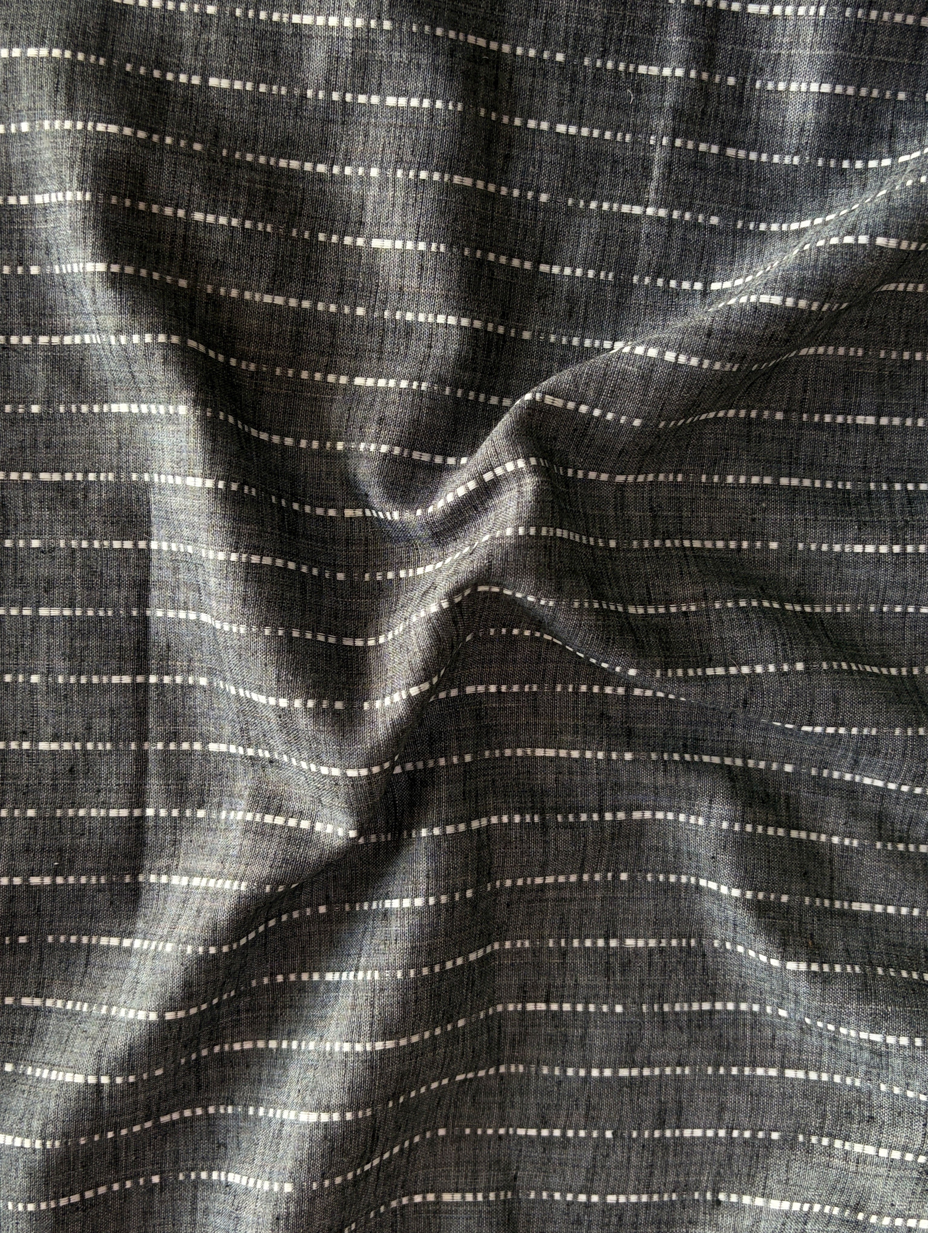 Grey Stripes Blended Cotton Jacquard Yarn Dyed Fabric