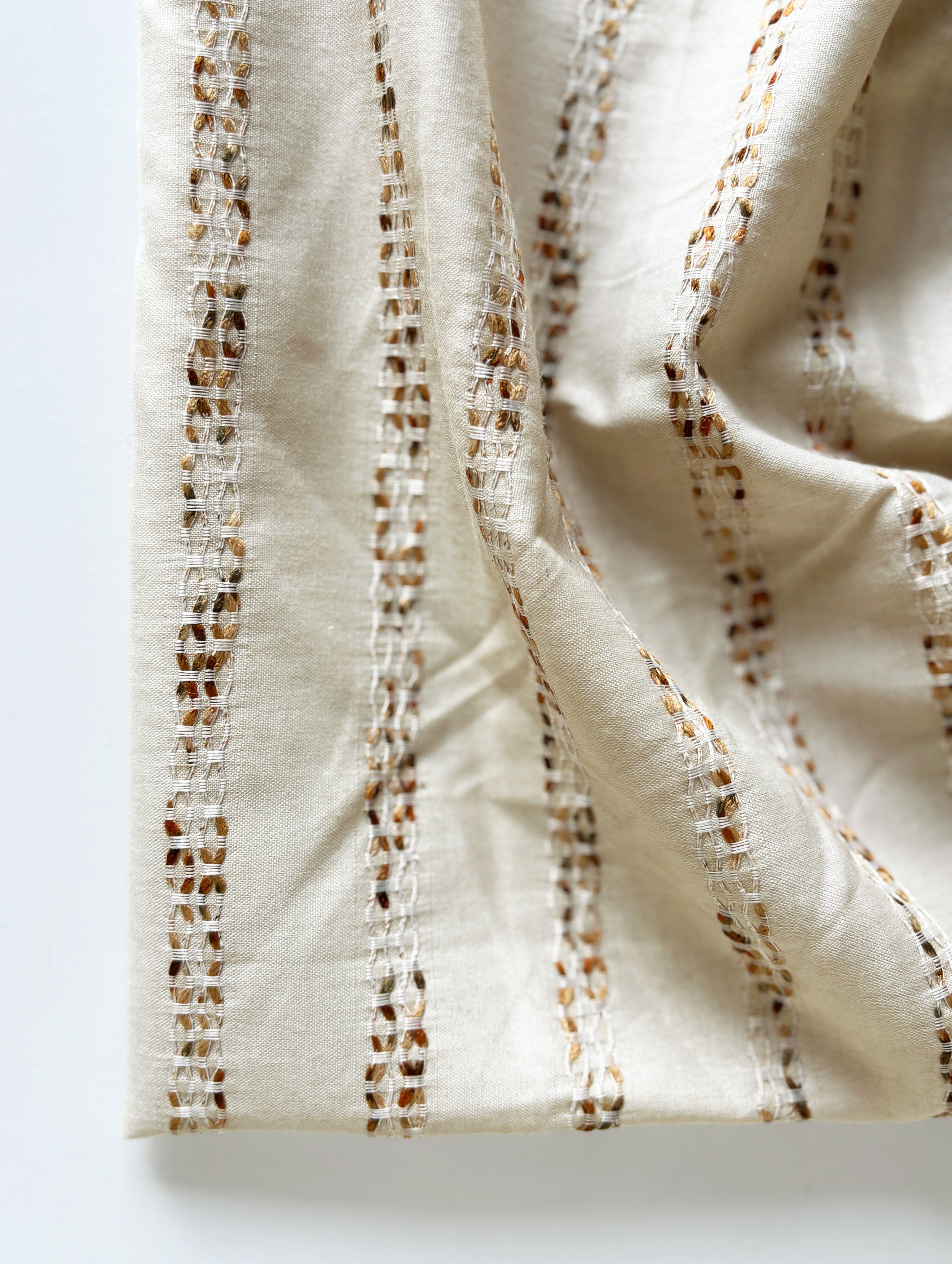 Off-White Loom Textured Blended Viscose Dobby Yarn Dyed Fabric 57"