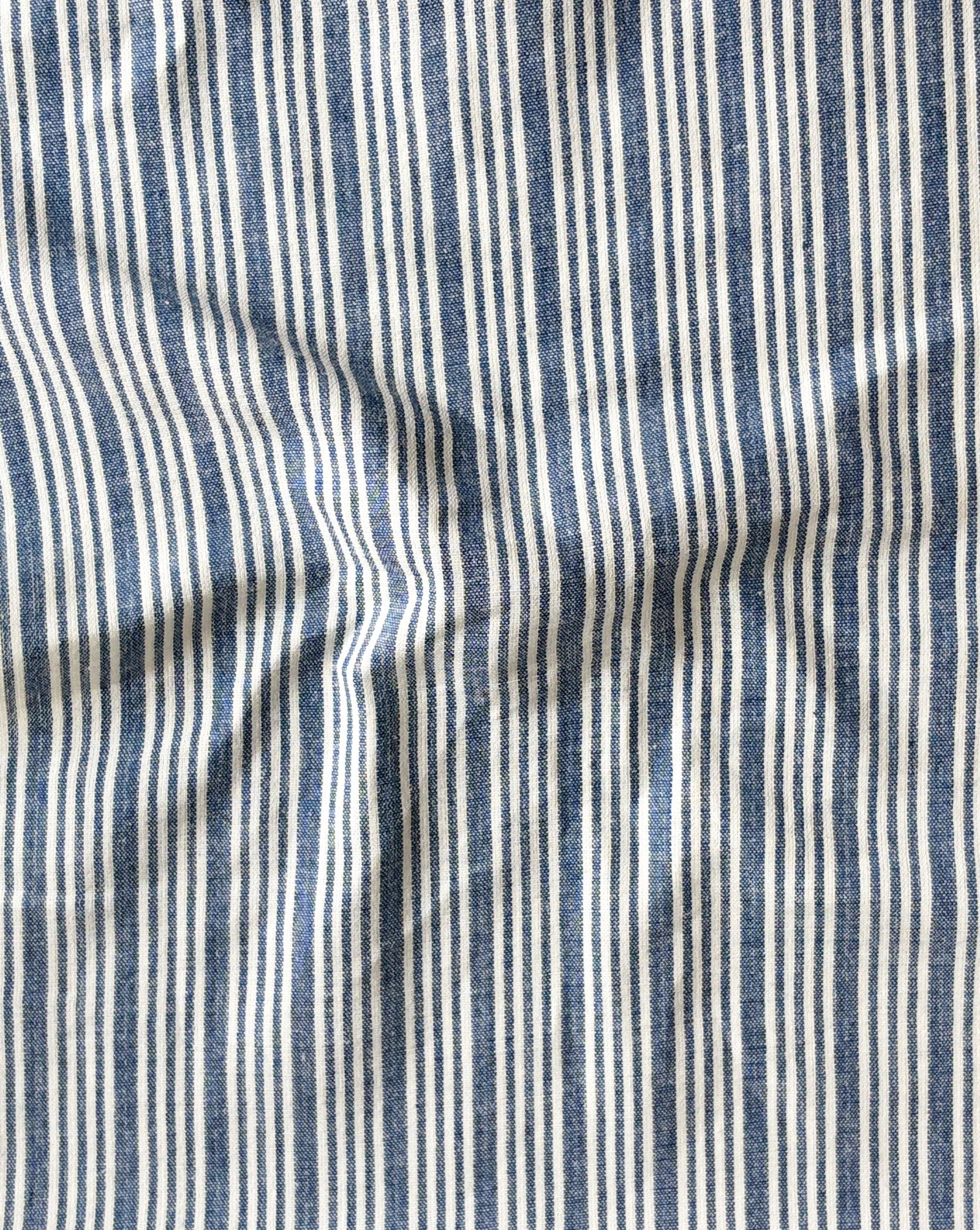30s Cotton Yarn Dyed Indigo Stripe Double Cloth Fabric 58"