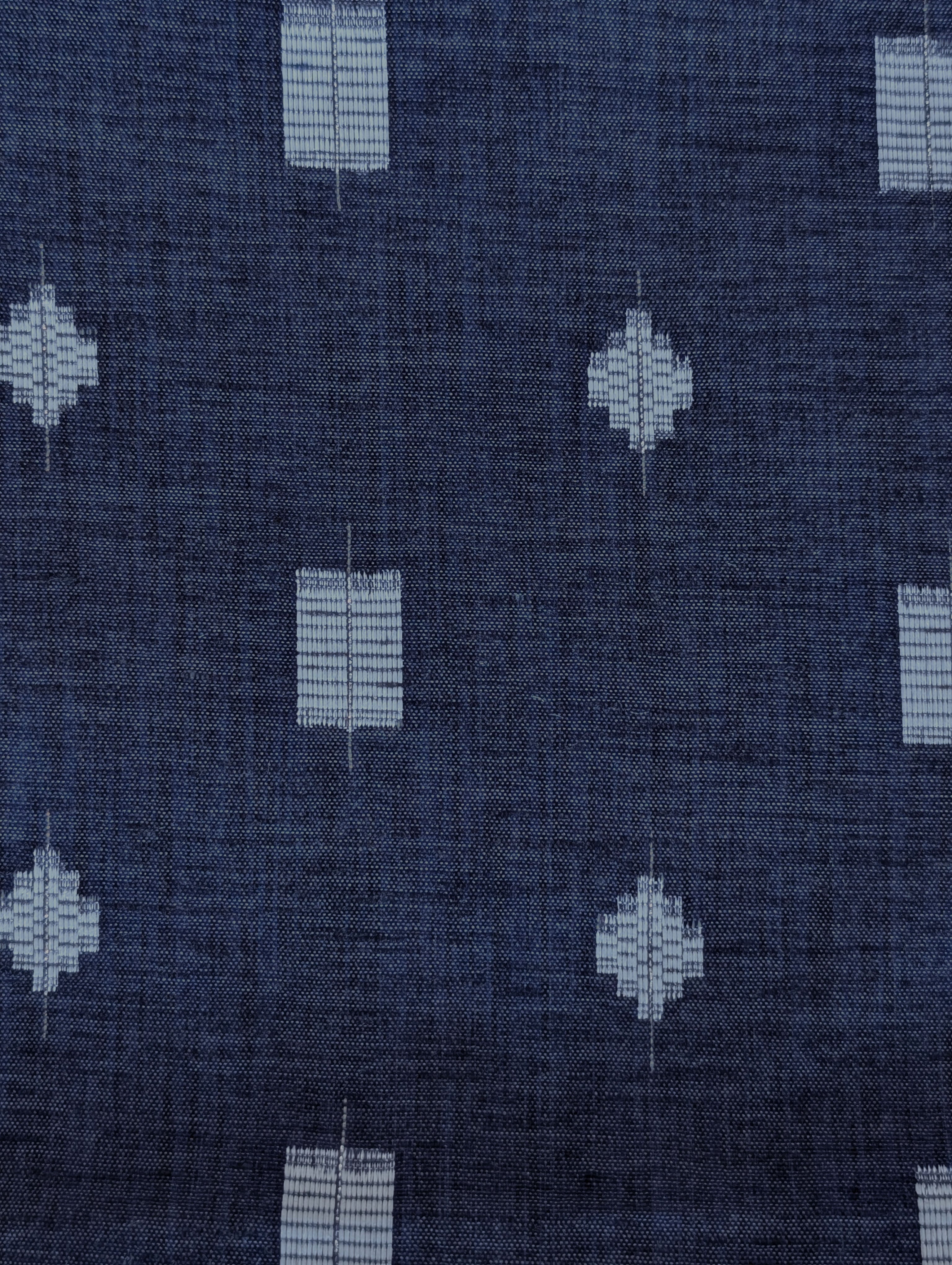 Blue Geometric Blended Cotton Jacquard Yarn Dyed Fabric