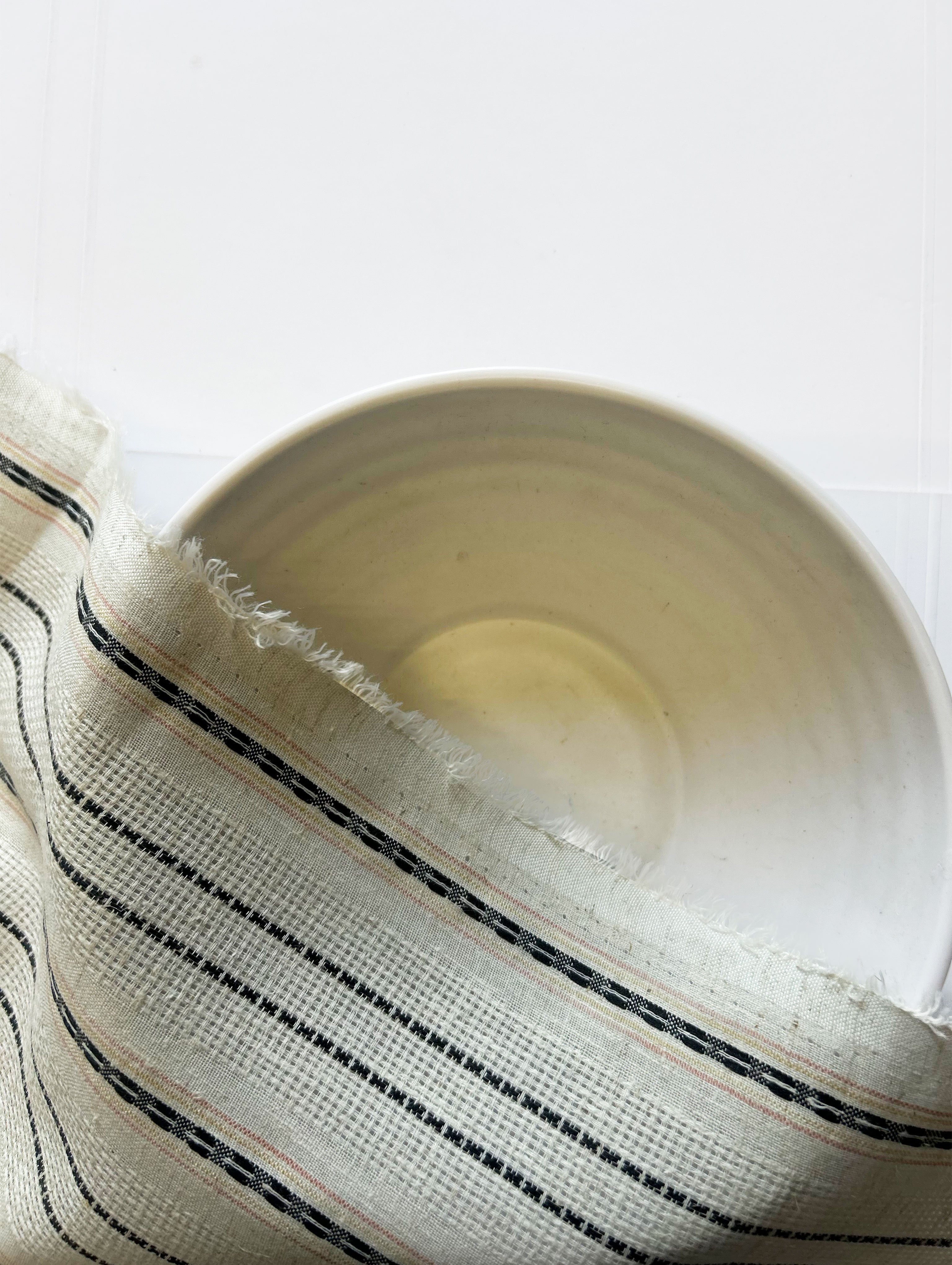 Off-White Stripes Loom Textured Blended Cotton Yarn Dyed Fabric 56"