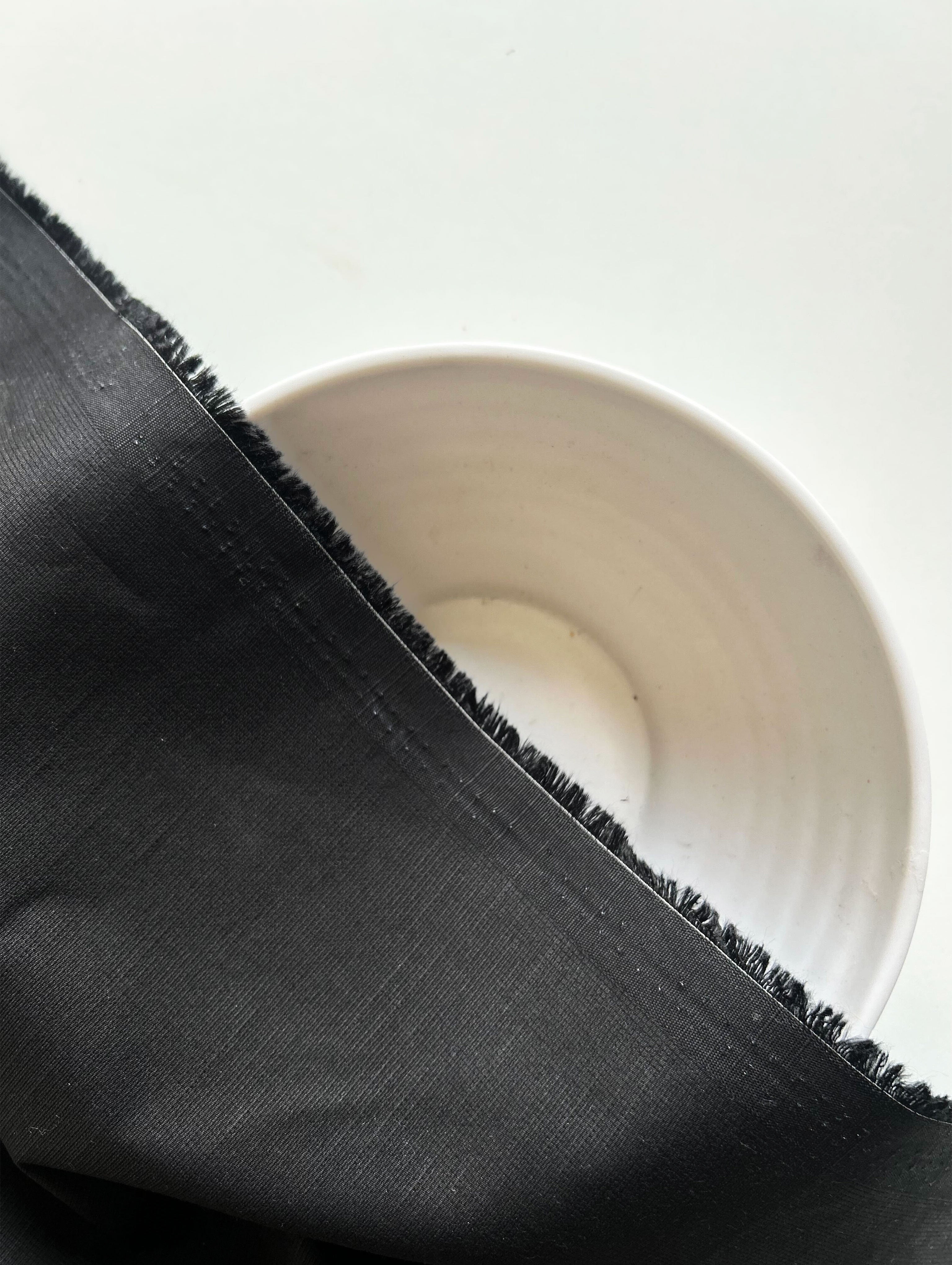 Black 40s Double Sided Cotton Slub Dobby Lycra Mill Dyed Fabric 57"