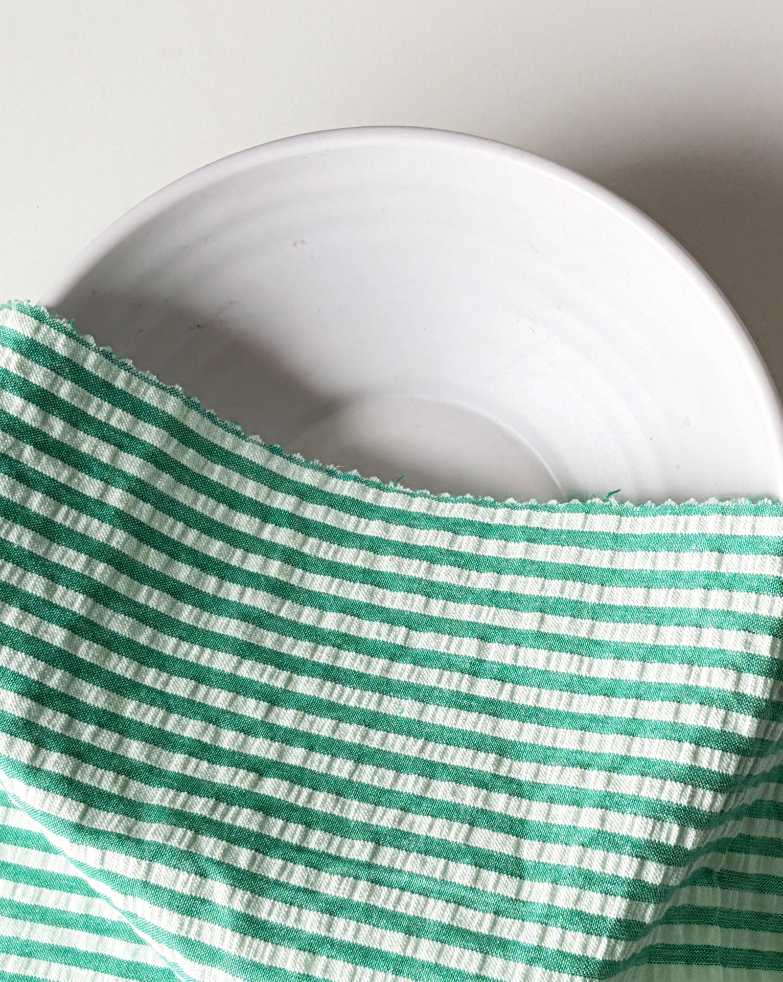 Green Stripe Yarn Dyed Seersucker Fabric 56"