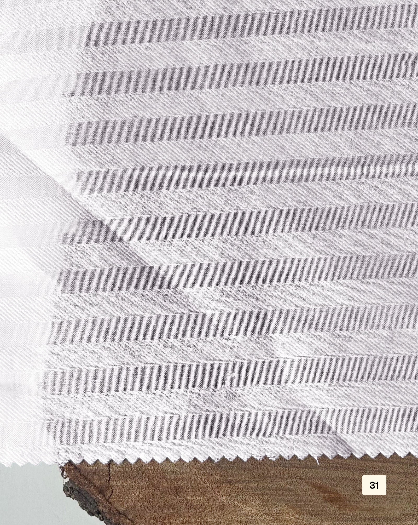 60s Cotton Weft Stripe Dobby White Fabric 58"