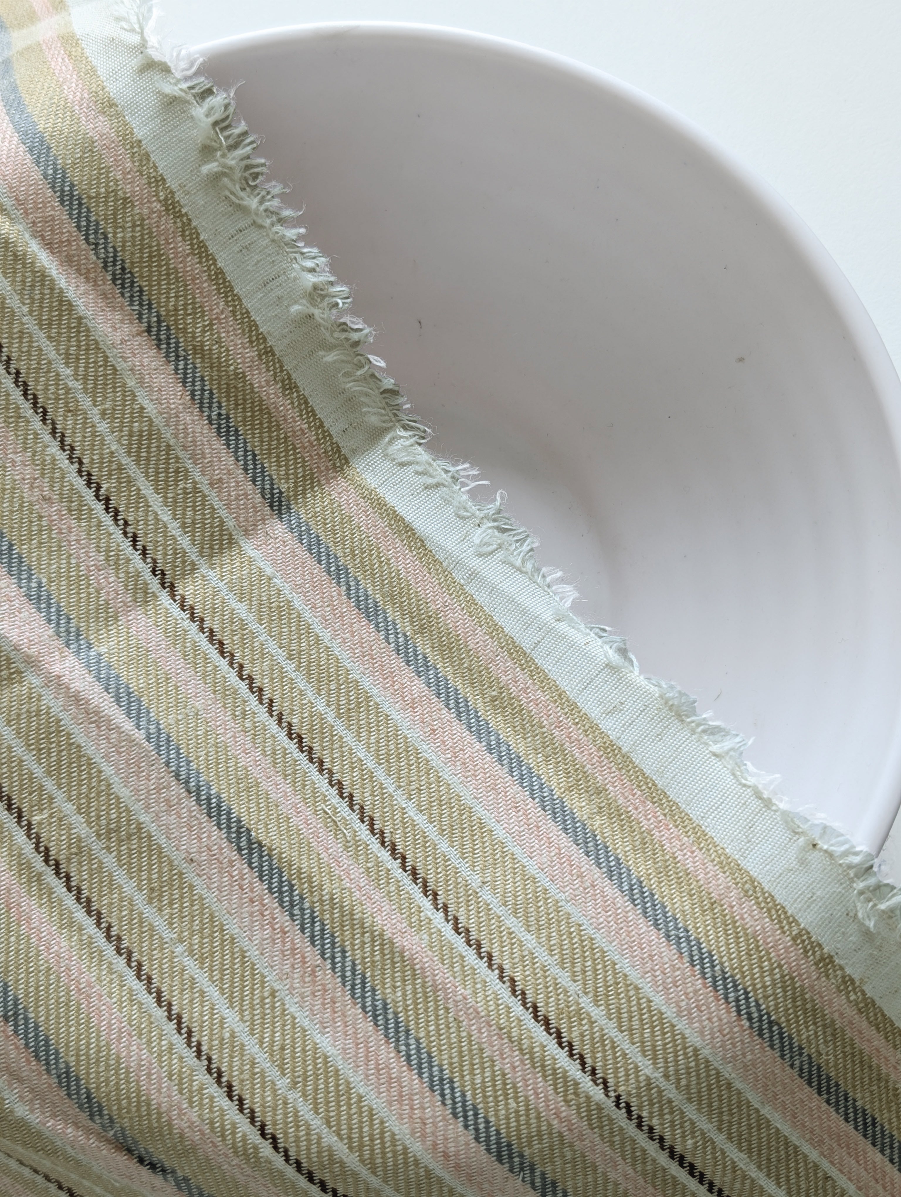 Buy Beige Stripes Loom Textured Blended Cotton Yarn Dyed Fabric 58" Online