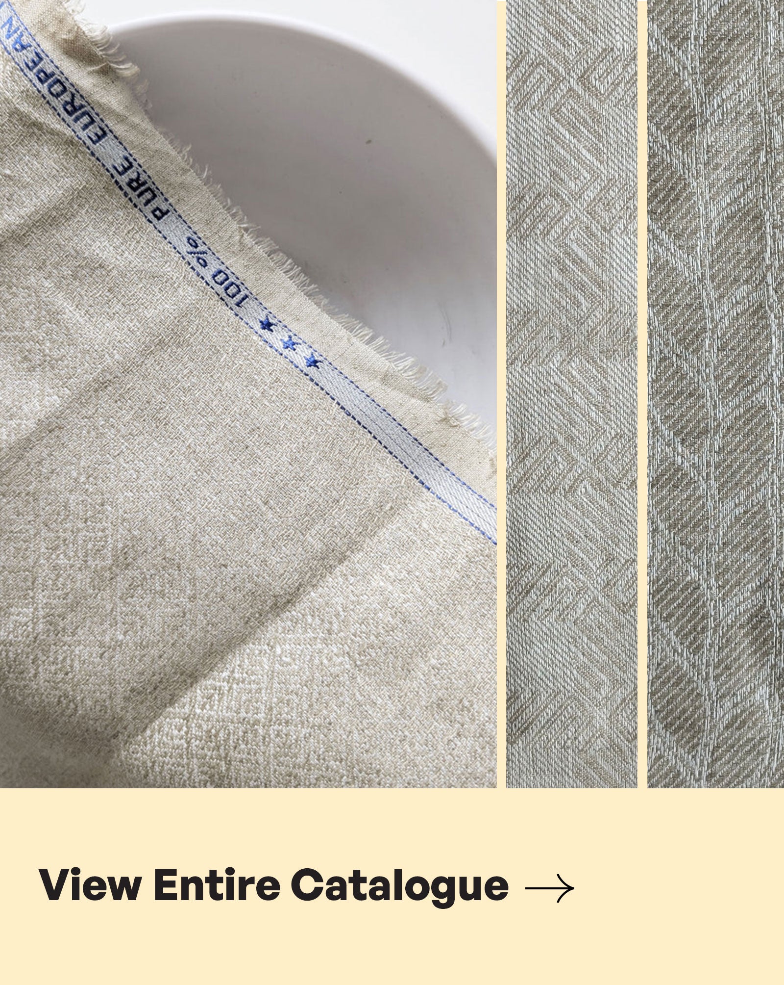 Natural 60 Lea Pure Jacquard Linen Fabric 58"