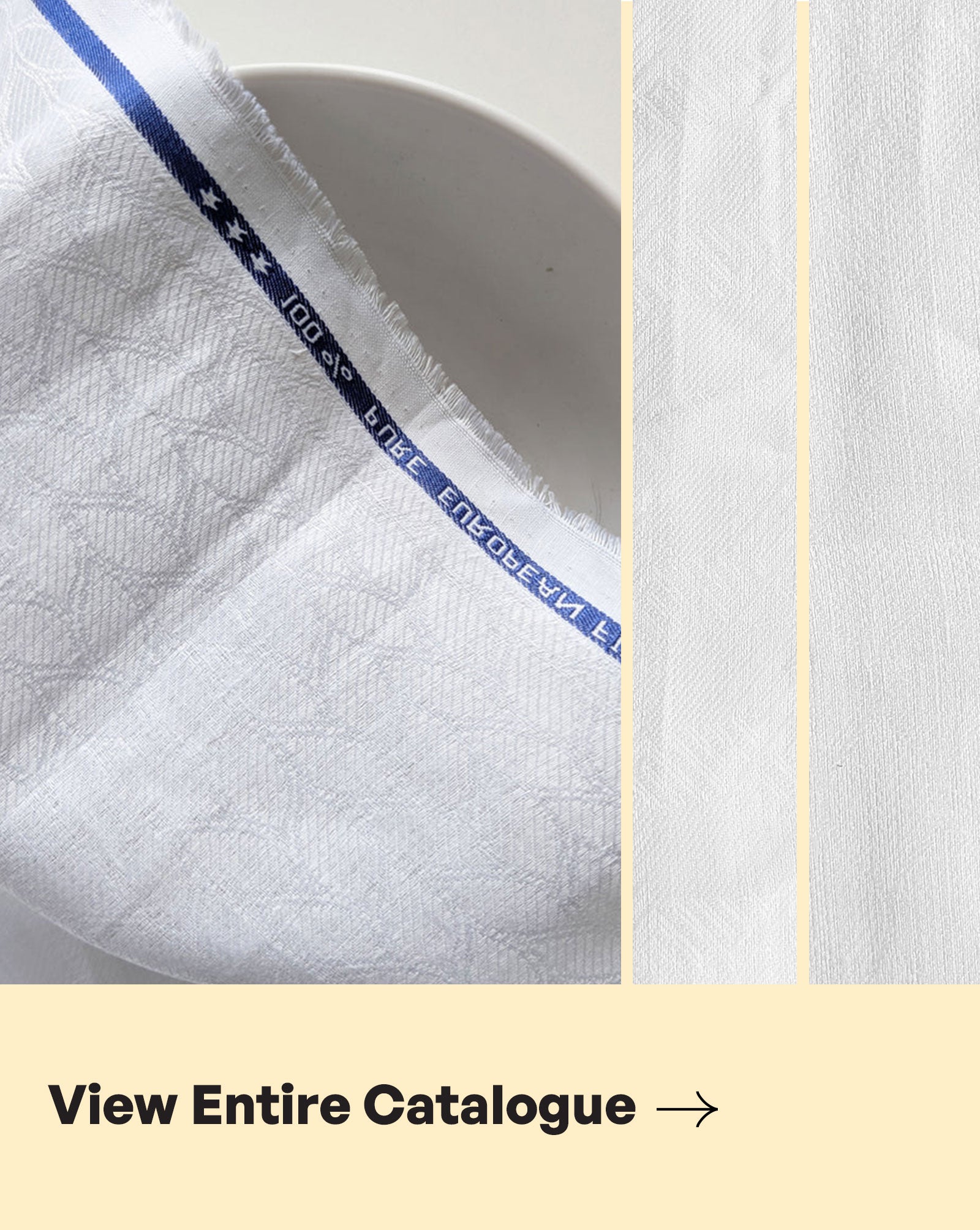 White 60 Lea Pure Jacquard Linen Fabric 58"