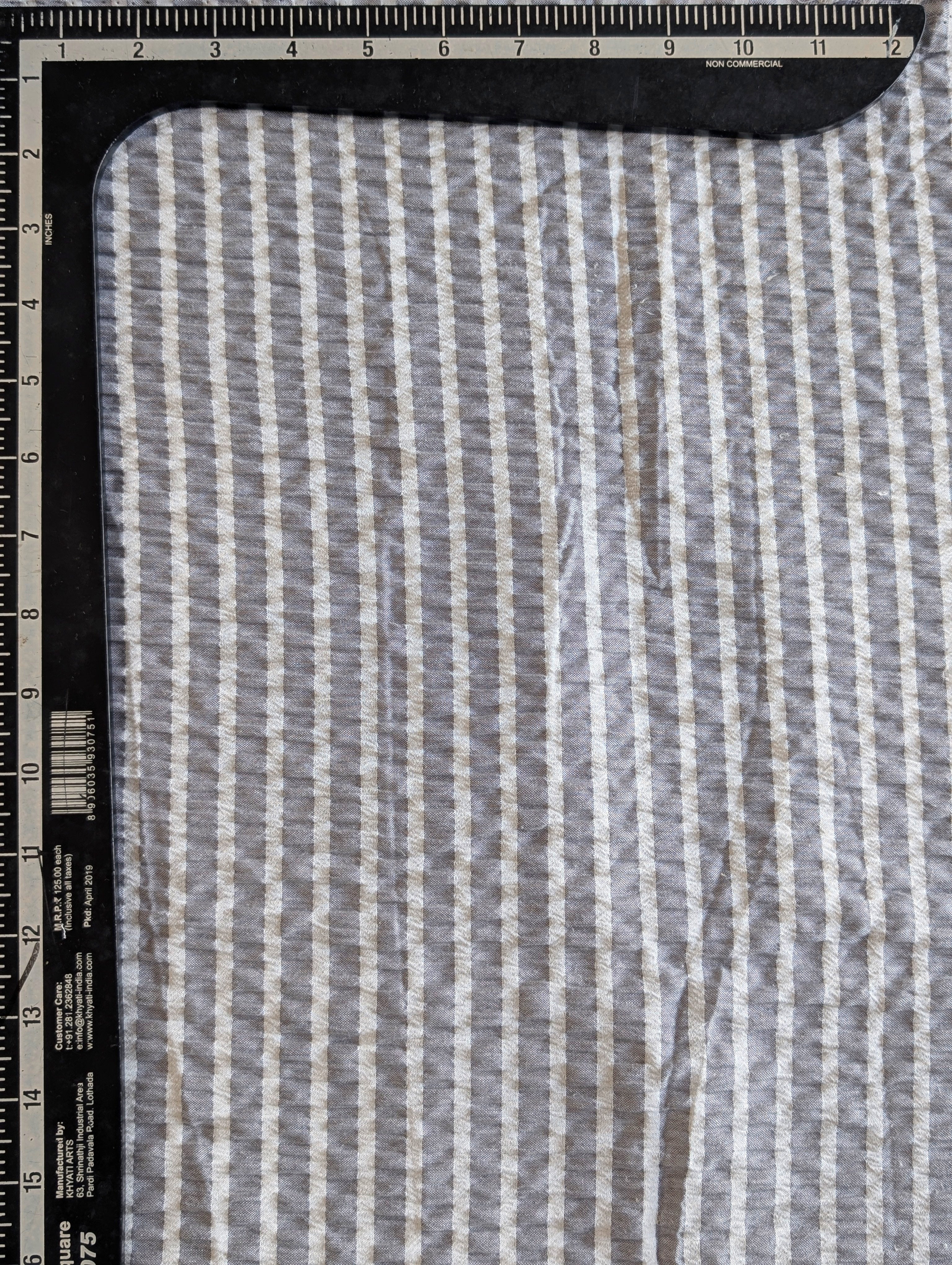 Grey Stripes Seersucker Blended Cotton Yarn Dyed Fabric 50" Shop Online