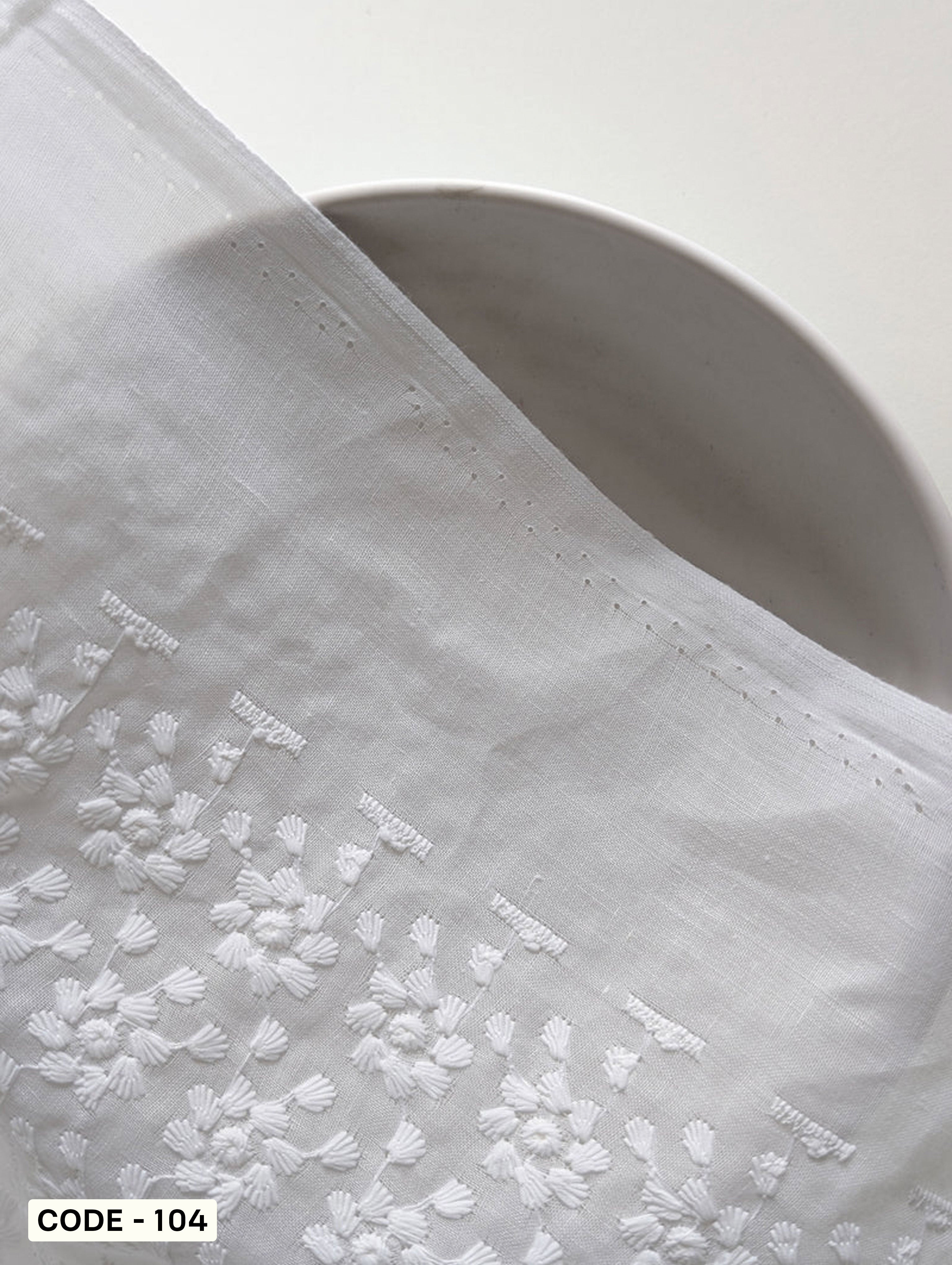 Blended Cotton Schiffli Embroidery Fabric (Bleached)