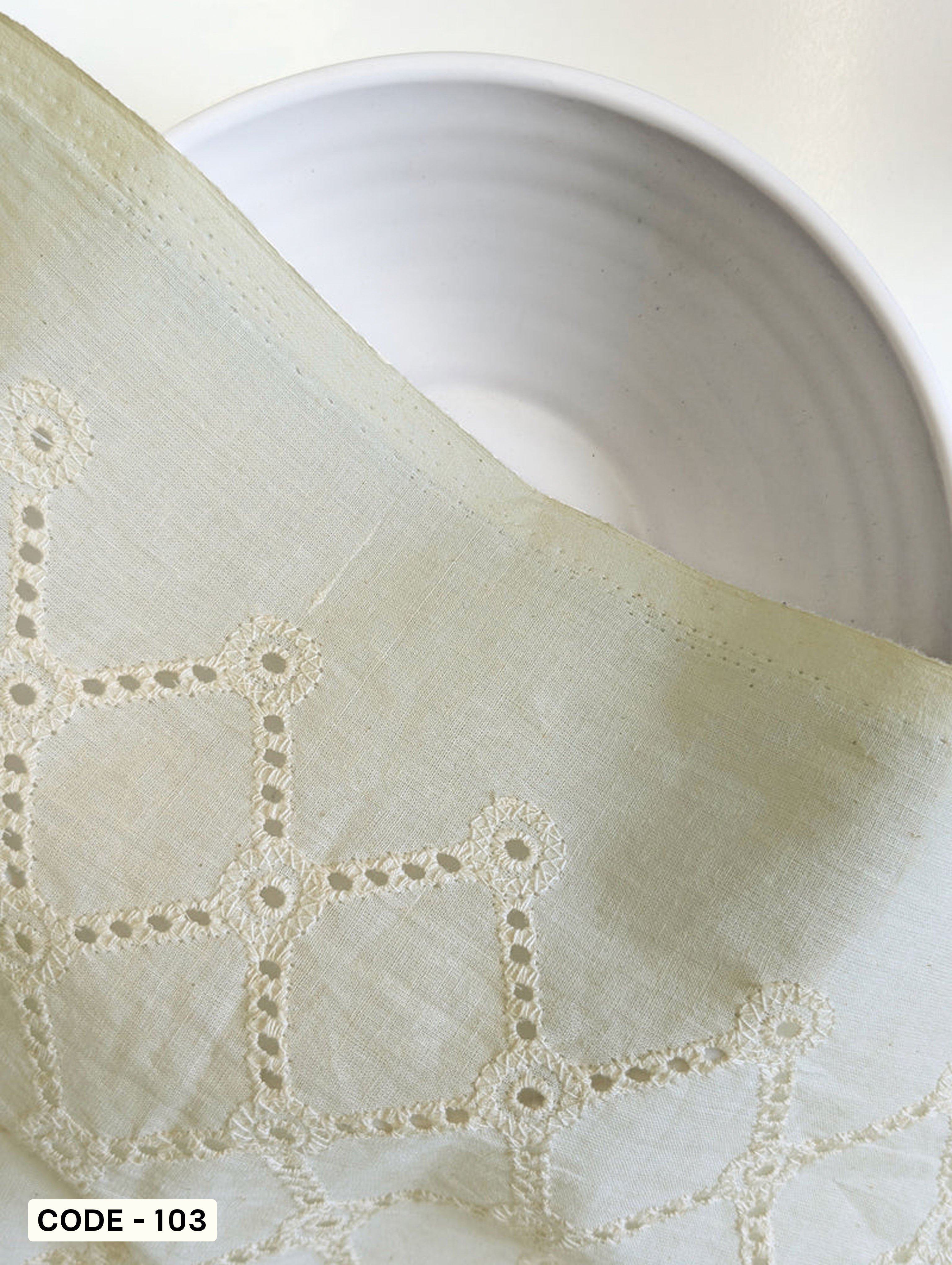 Schiffli Embroidery Cotton Fabric 46" (Greige)