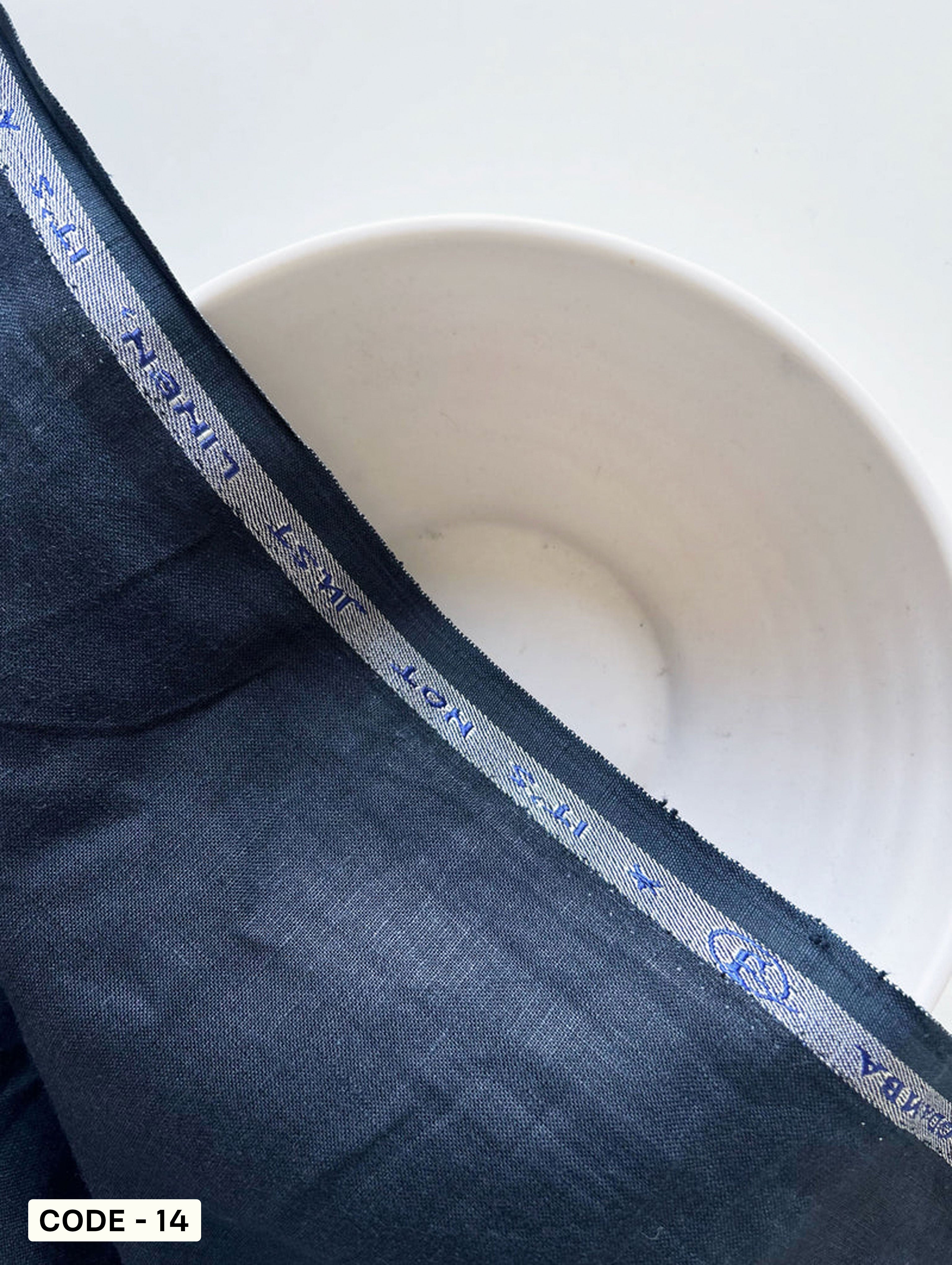 Navy Blue 44 Lea Suiting Linen Mill Dyed Fabric 58"
