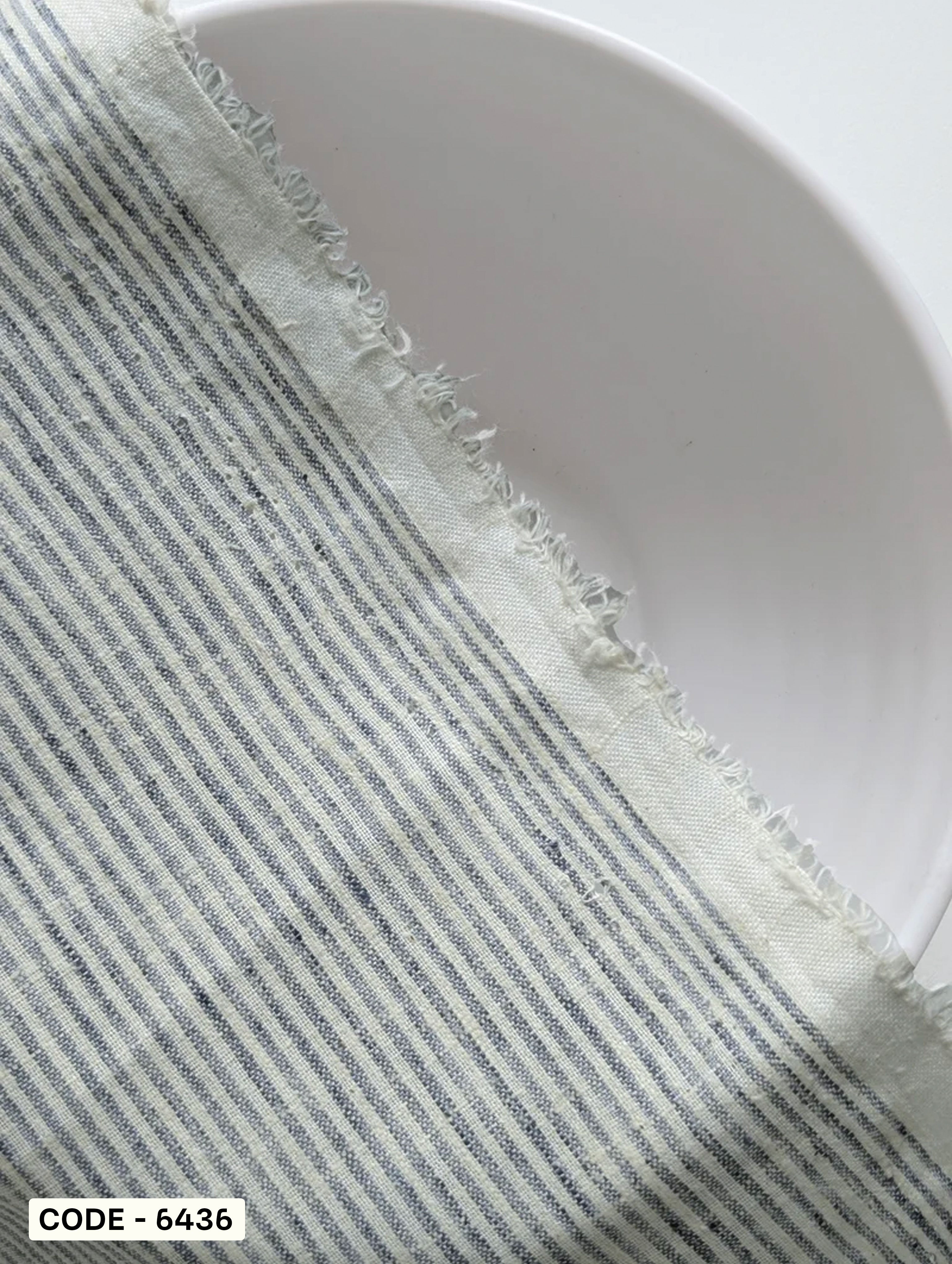Grey Stripes Loom Textured Blended Cotton Yarn Dyed Fabric 54"