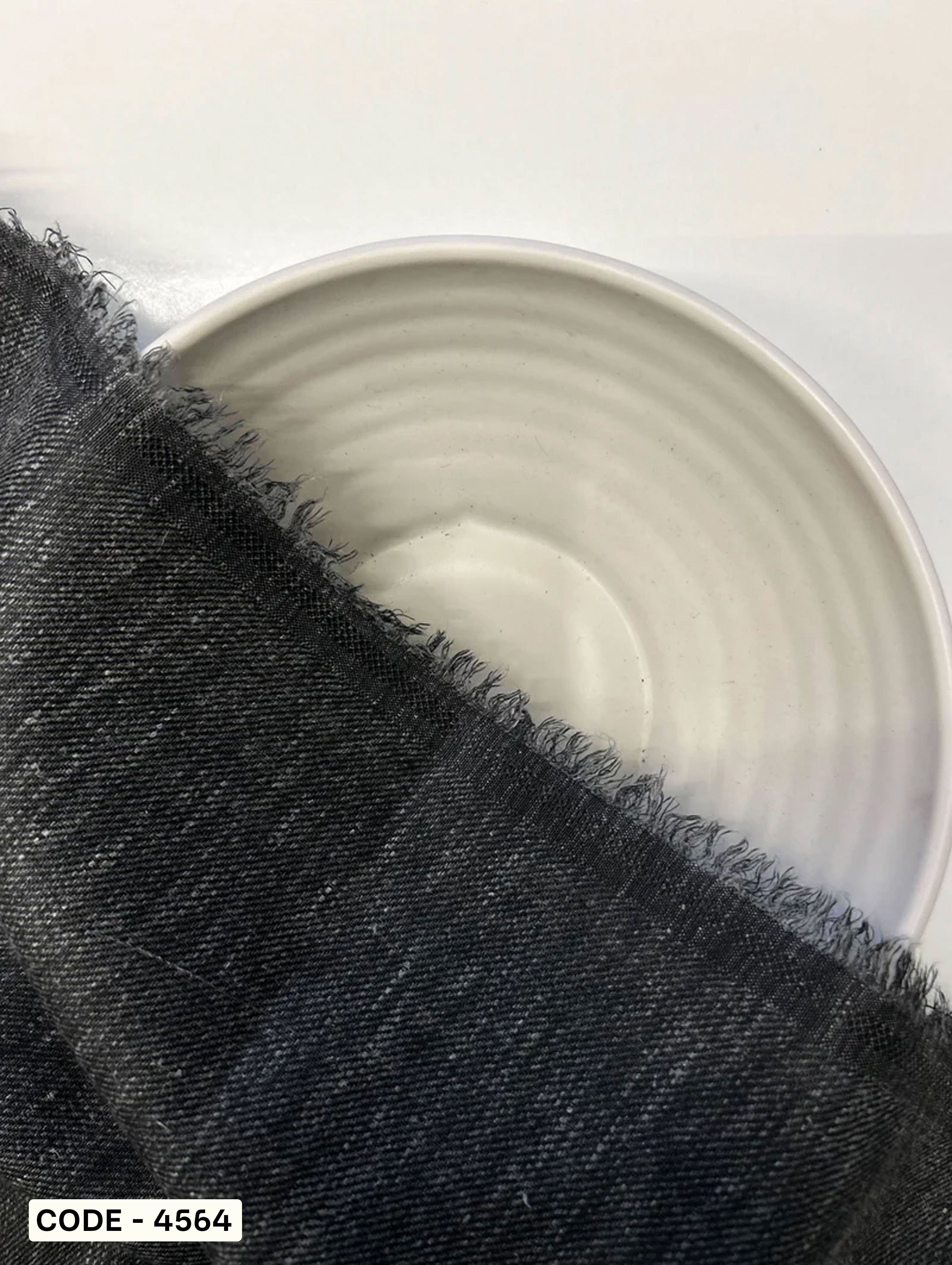 Black Blended Cotton Slub Yarn Dyed Twill Denim Fabric 58"