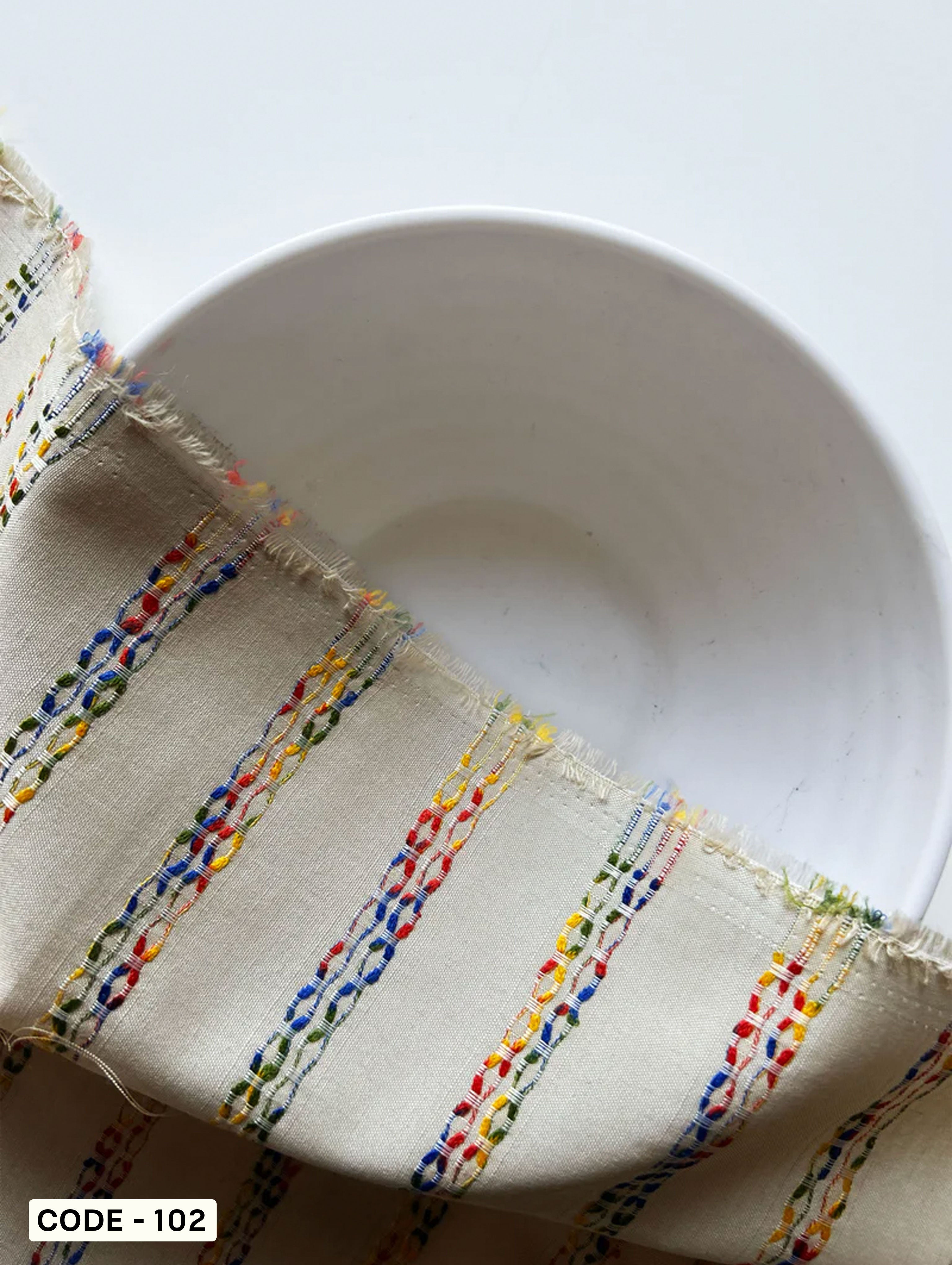 Off-White Loom Textured Blended Viscose Dobby Yarn Dyed Fabric 57"