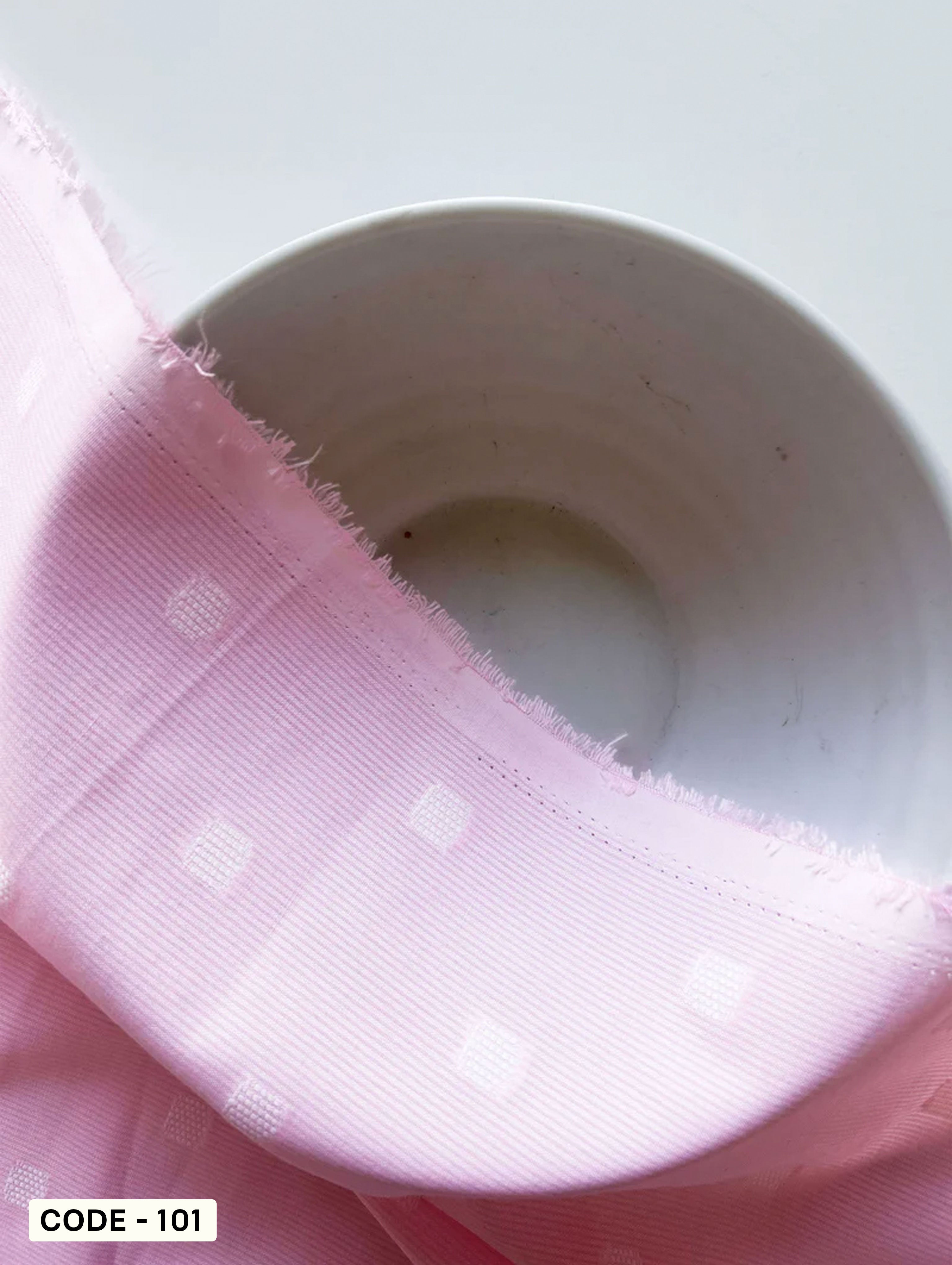 Pink Loom Textured Poly Jacquard Yarn Dyed Fabric 57"