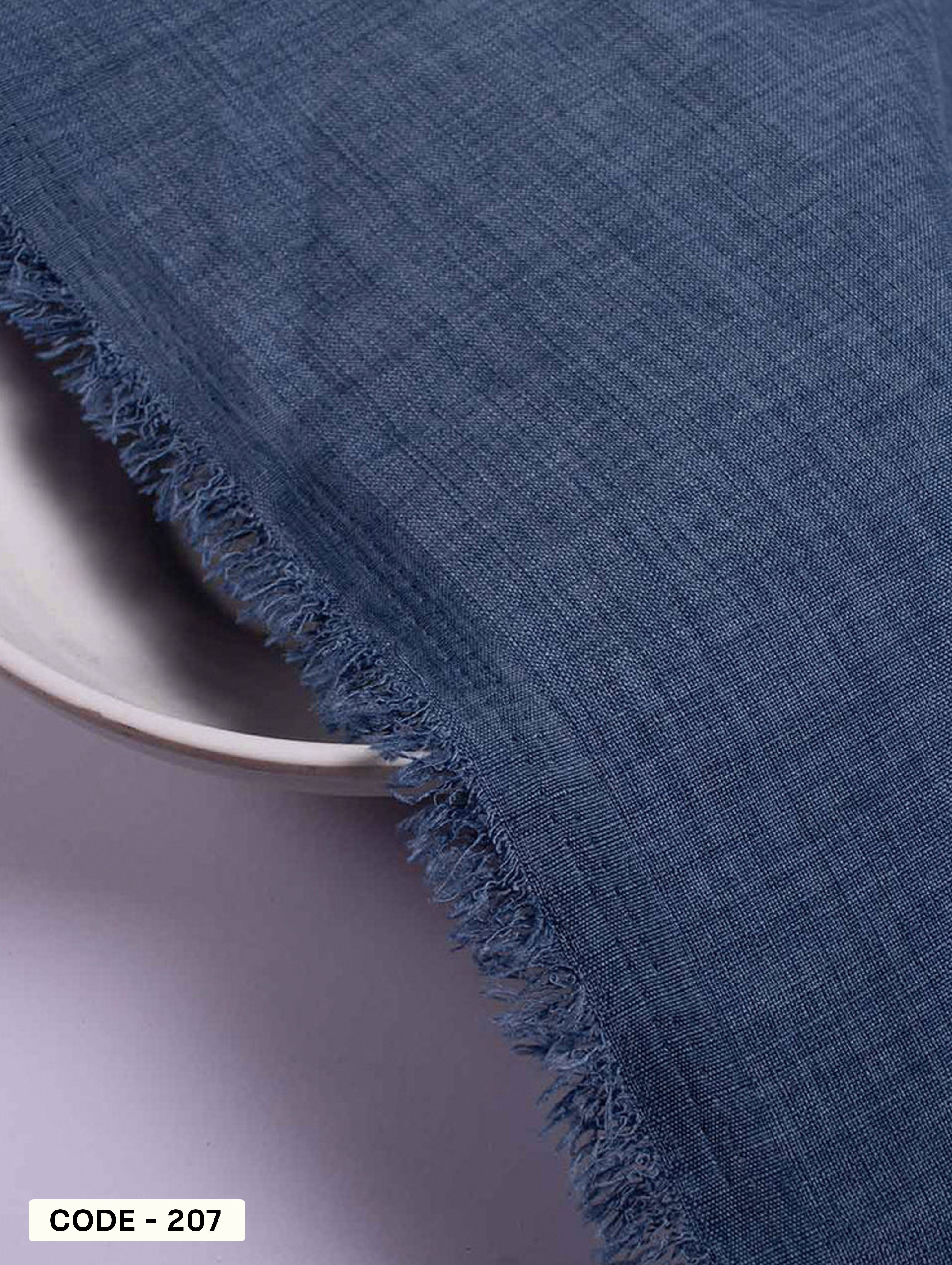 Blue Poly Single Sided Slub Mill Dyed Fabric (Irish Linen) - 27 kg
