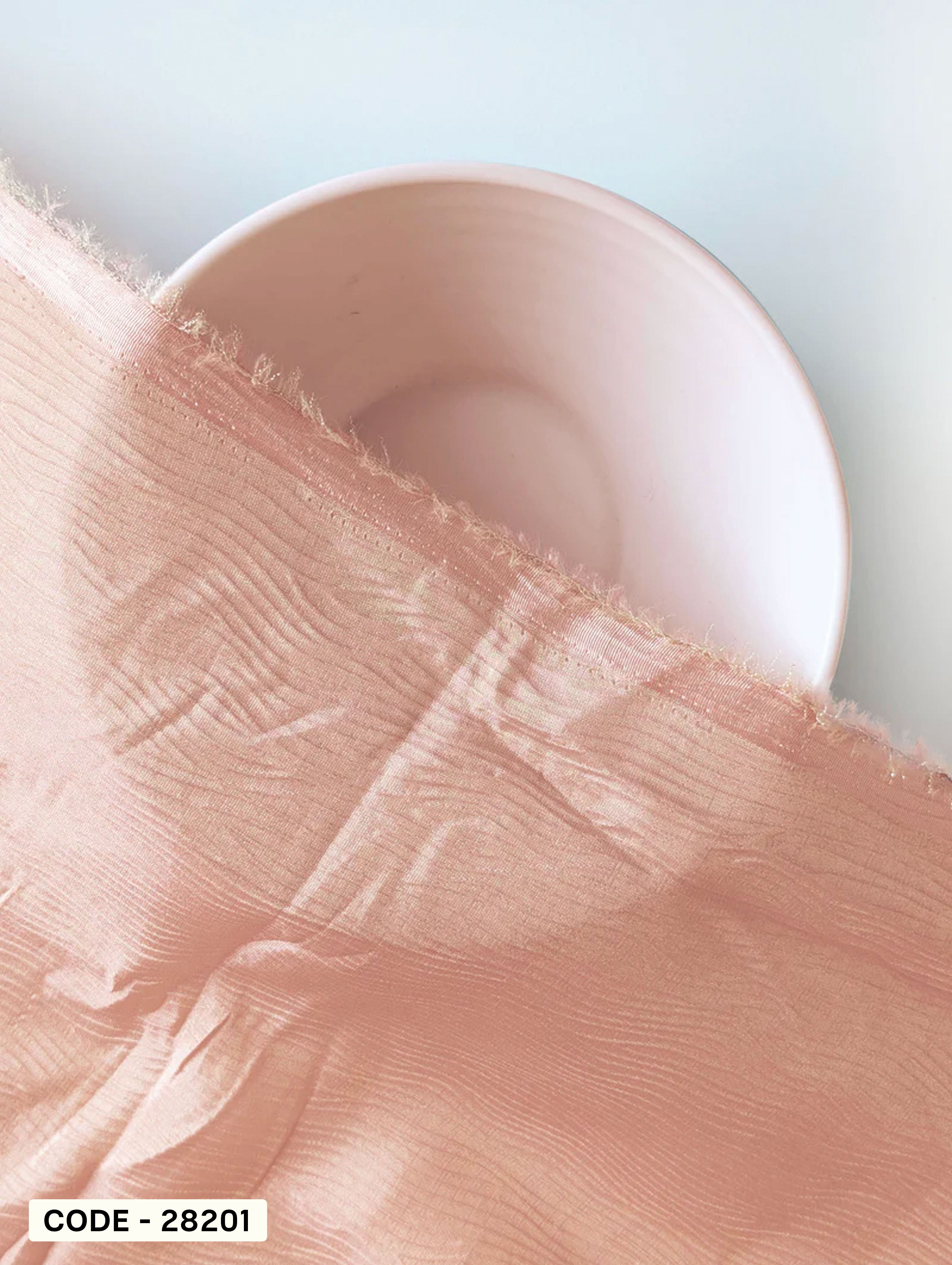 Salmon Crushed Gold Tissue Viscose Fabric - 14 kg