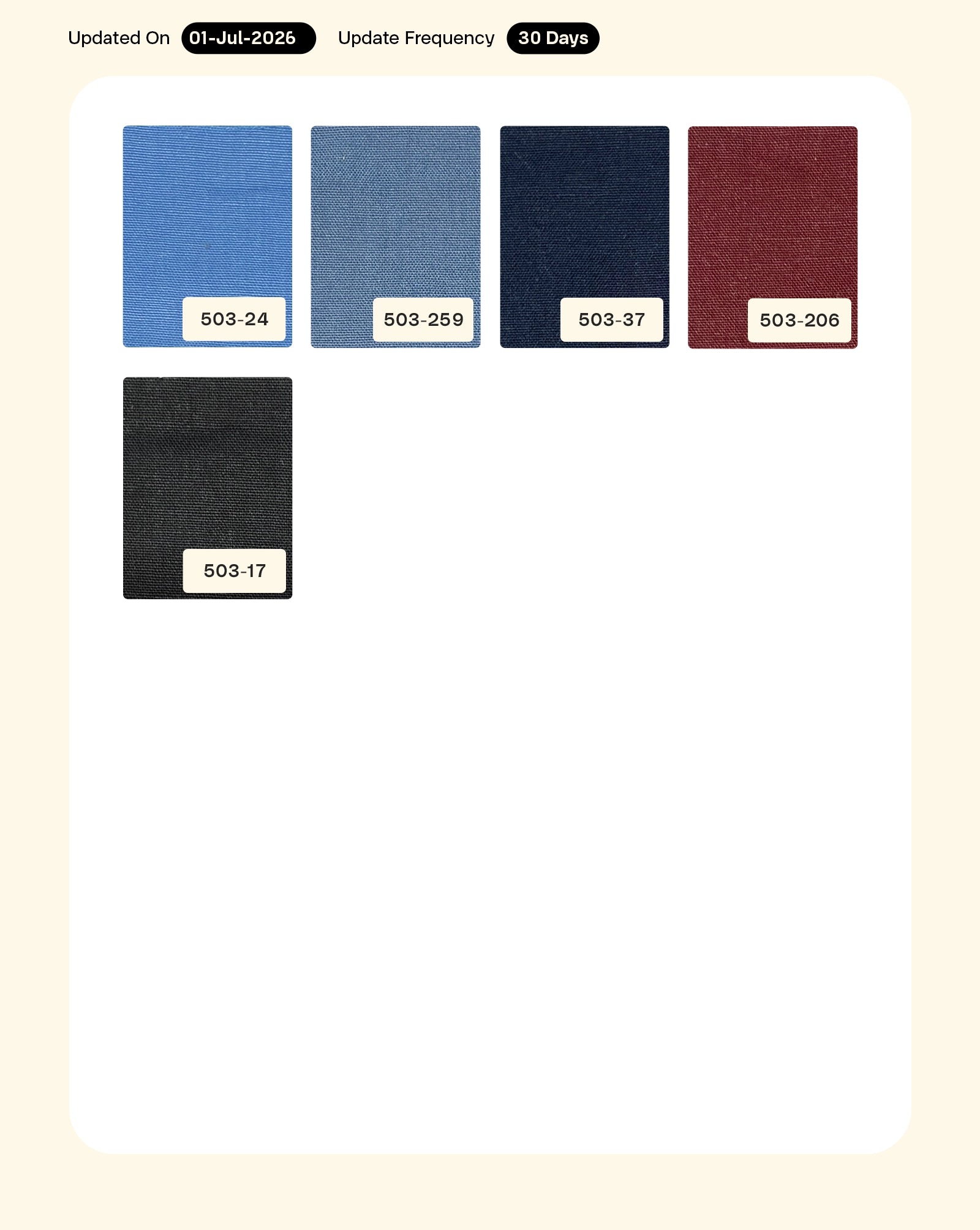 Poly Cotton Mill Dyed Fabric 56"