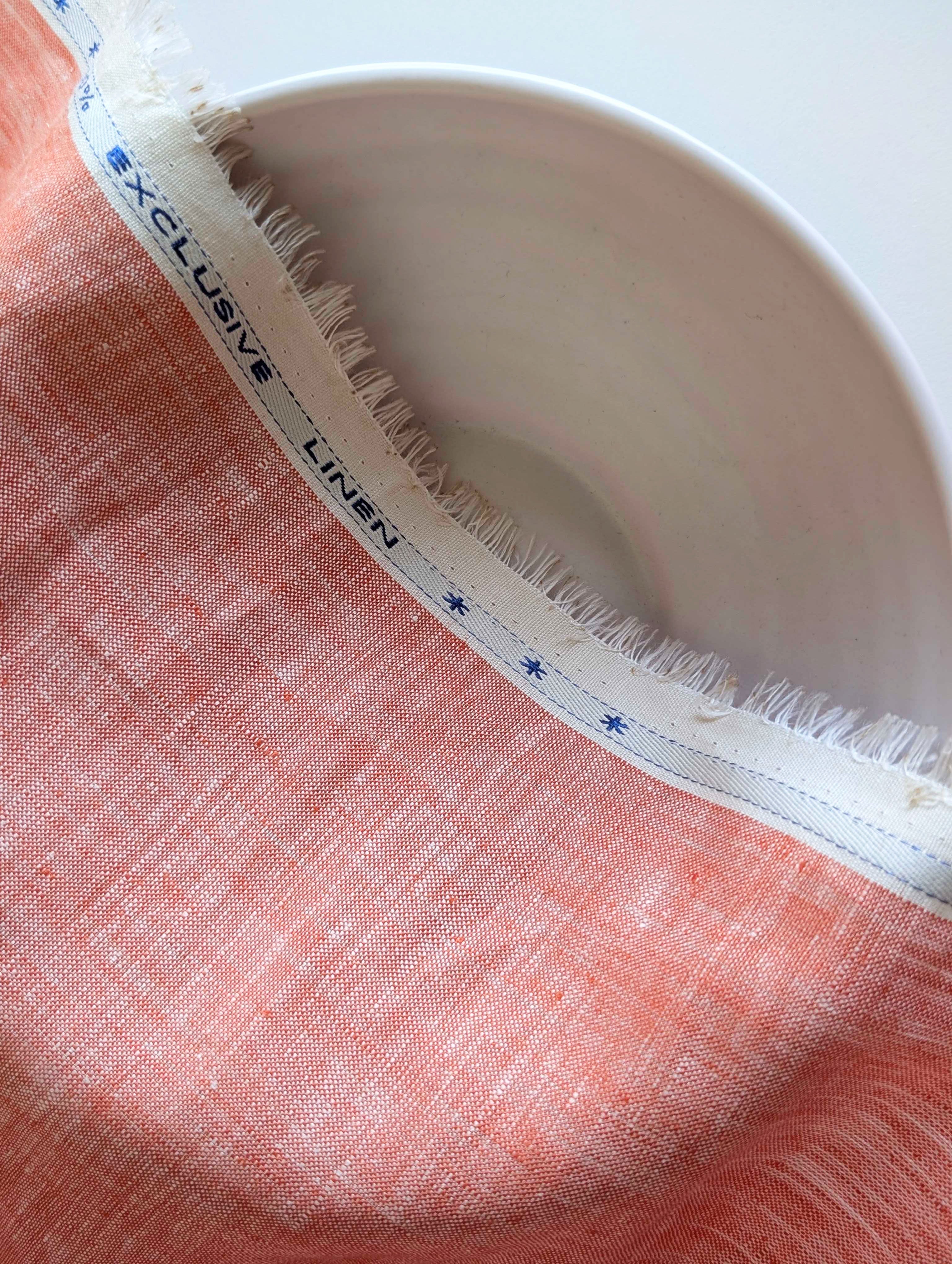 Buy Orange 60 Lea Chambray Yarn Dyed Fabric 58"