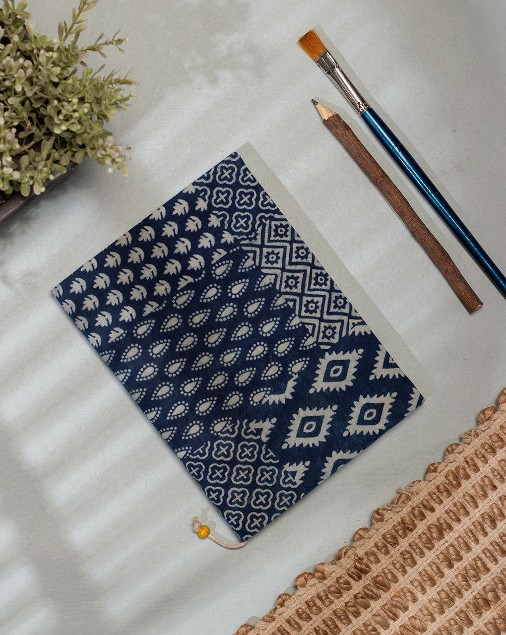Handmade Indigo Hand Block Cotton Fabric Cover Diary
