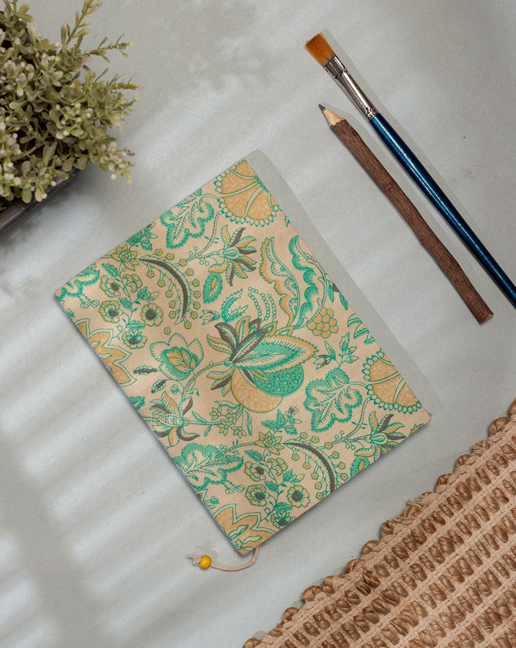 Handmade  Screen Print Cotton Fabric Cover Diary