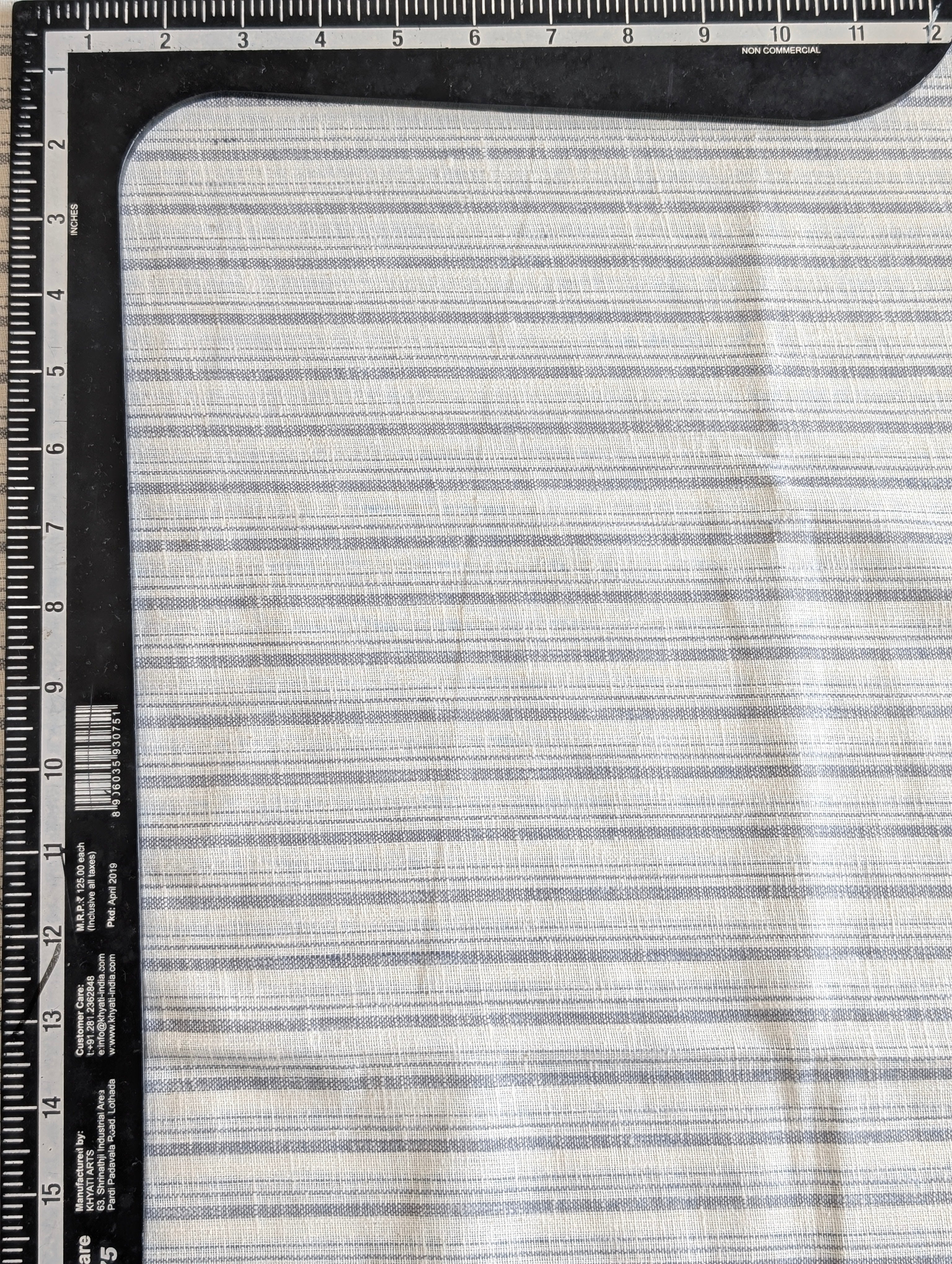 Grey Stripes Loom Textured Blended Cotton Yarn Dyed Fabric 58"