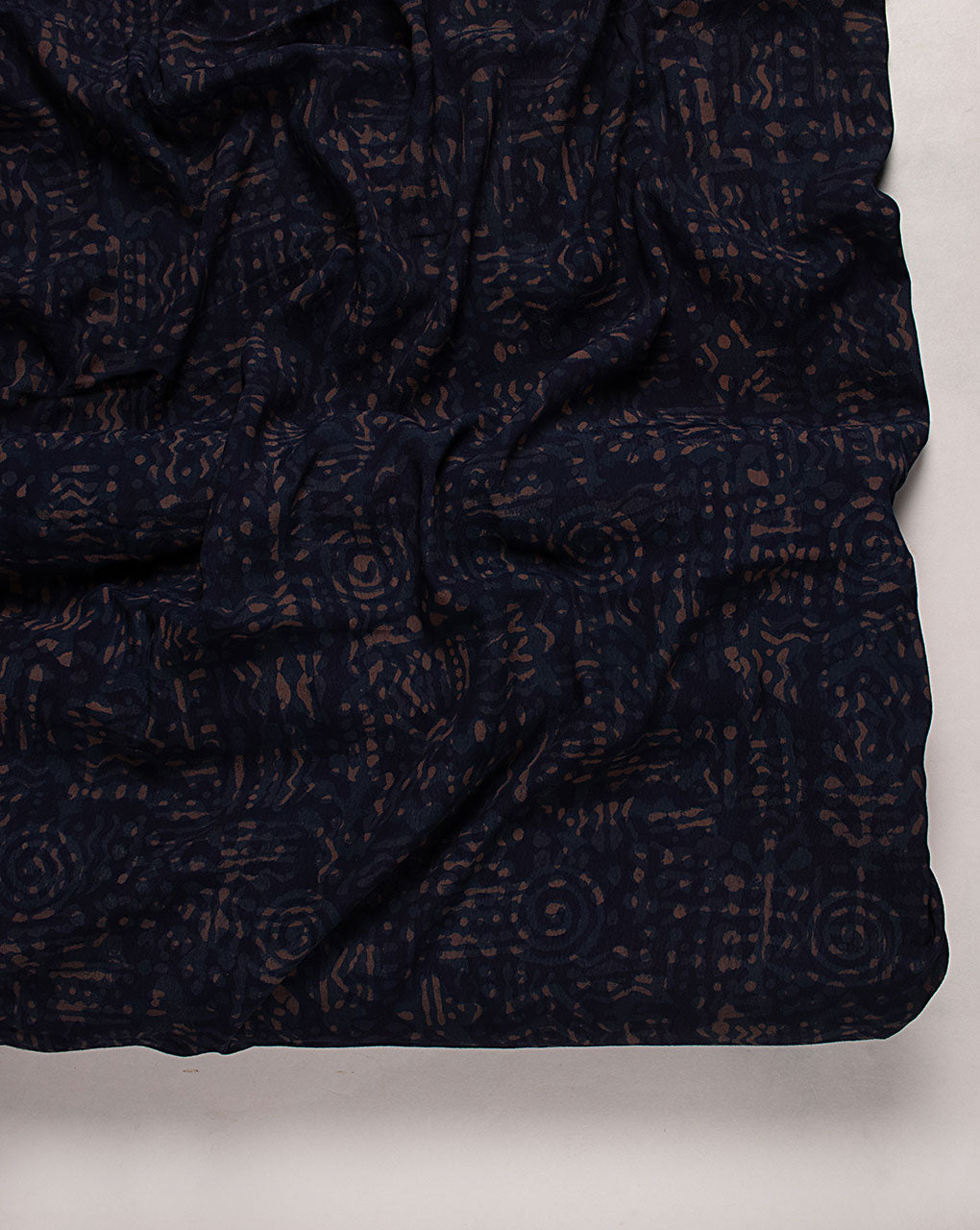 Indigo Hand Block Moss Crepe Fabric