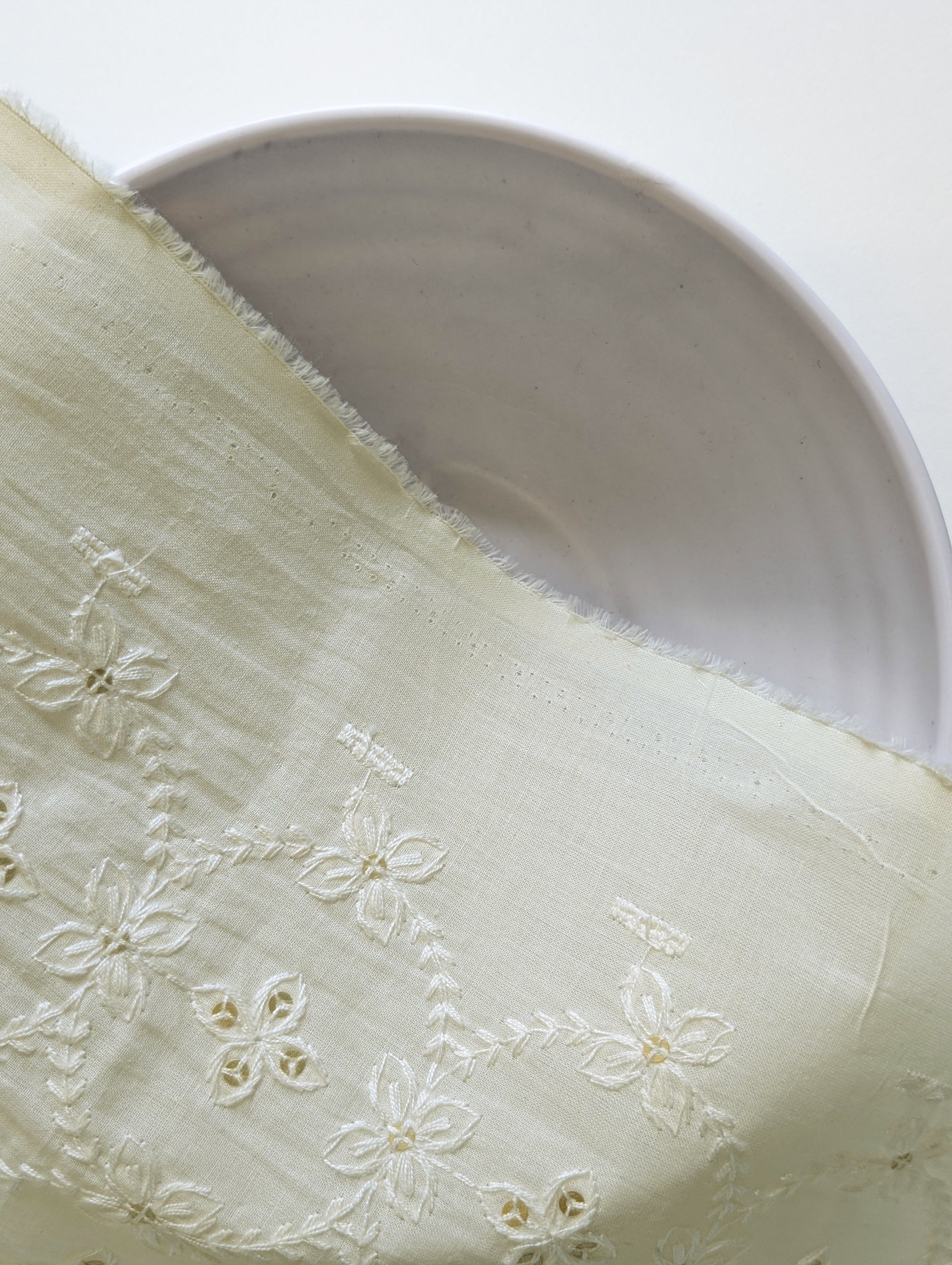 Gold Sequins Embroidery Cotton Fabric 52" (Greige)
