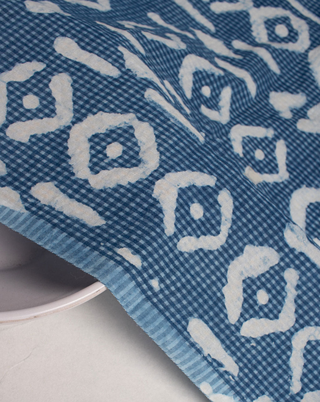 Indigo Hand Block Textured Cotton Fabric