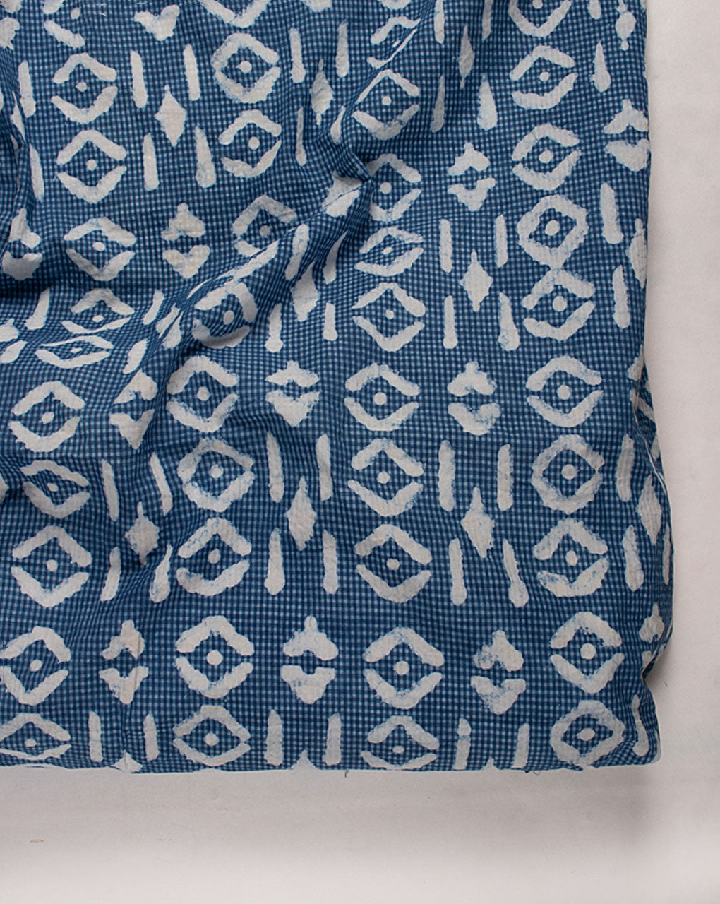 Indigo Hand Block Textured Cotton Fabric