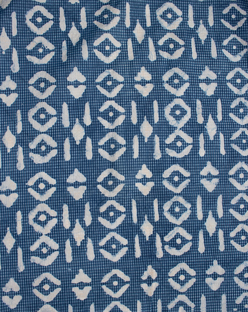 Indigo Hand Block Textured Cotton Fabric