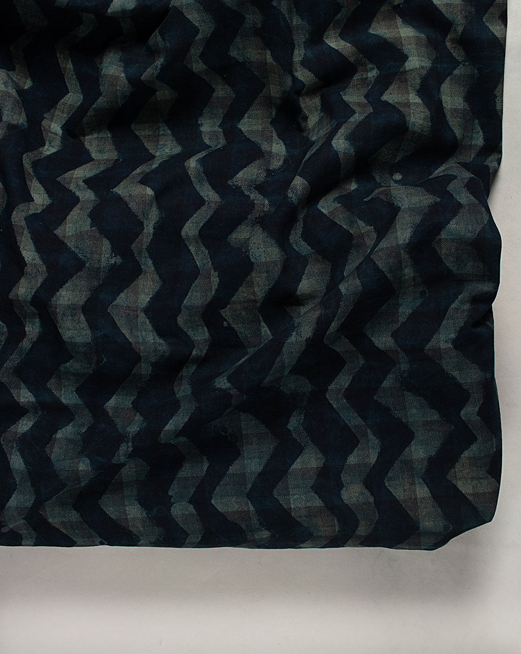 Indigo Hand Block Twill Cotton Fabric ( Width 60 Inch )