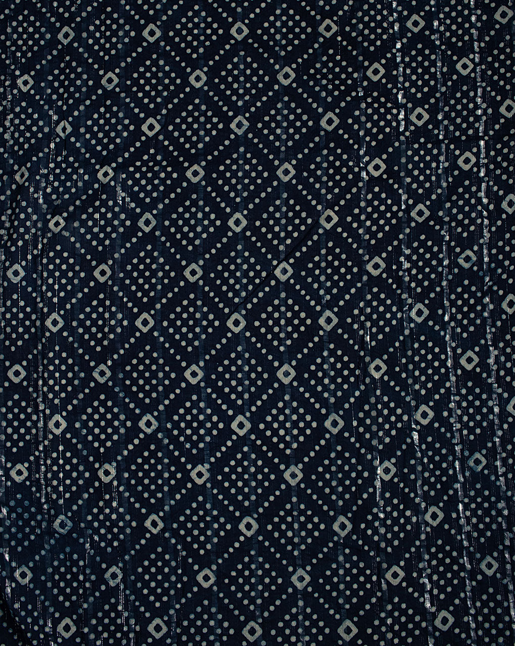 Indigo Hand Block Lurex Cotton Fabric