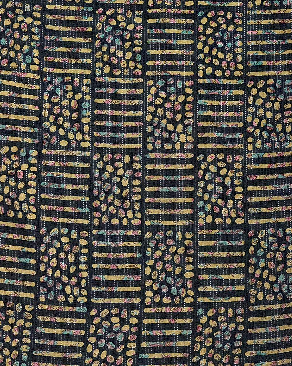 Indigo Hand Block Kantha Cotton Fabric