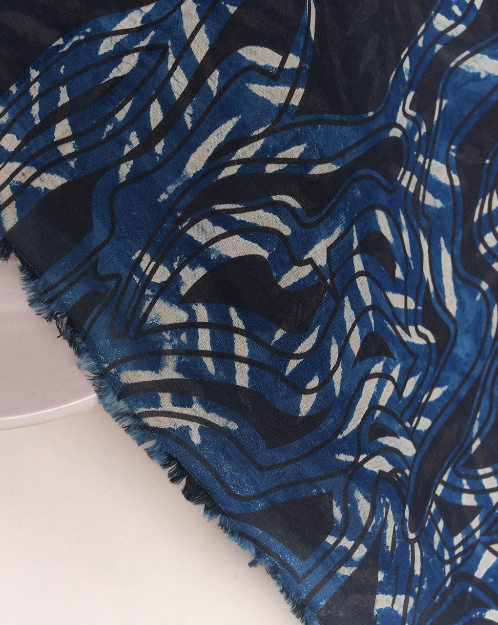 Indigo Hand Block Poplin Cotton Fabric ( Width 58 Inch )