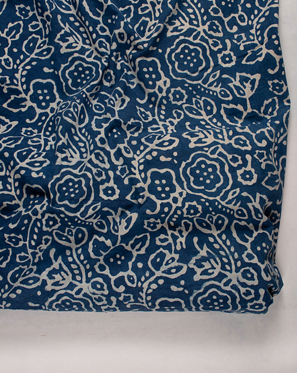 Indigo Hand Block Poplin Cotton Fabric