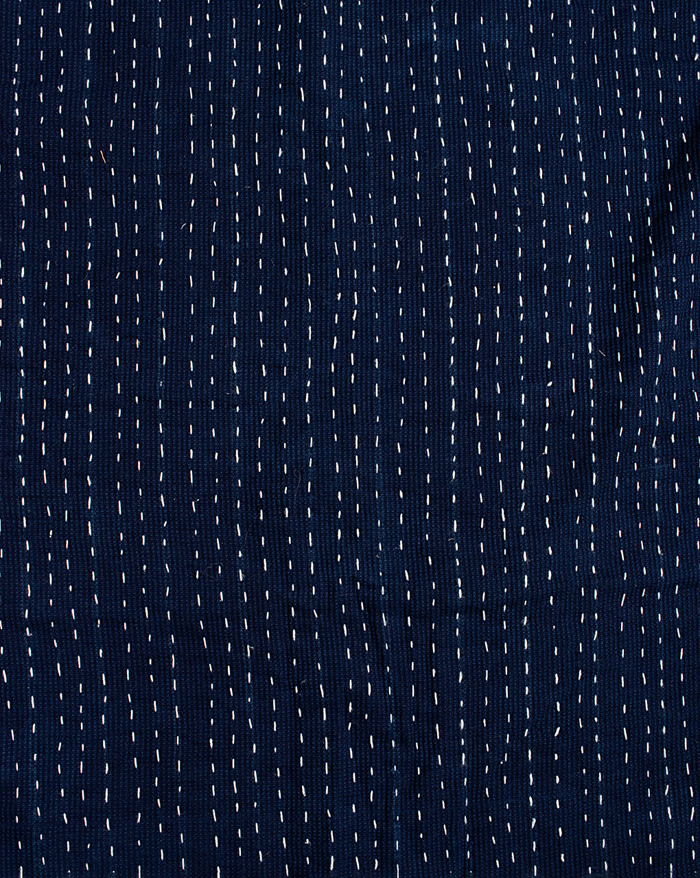 Blue Plain Hand Kantha Dobby Cotton Fabric