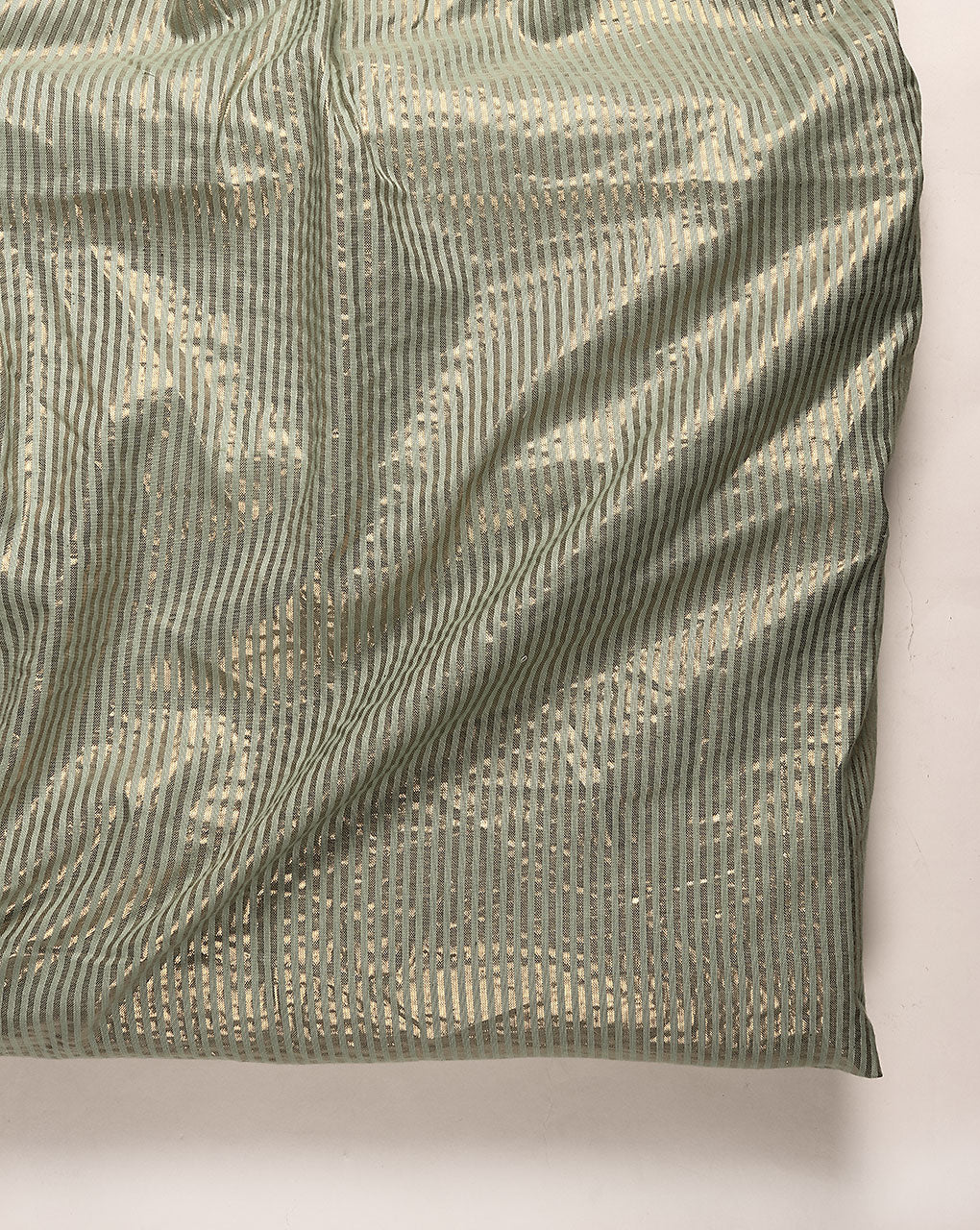 Mint Green Gold Lurex Cotton Fabric