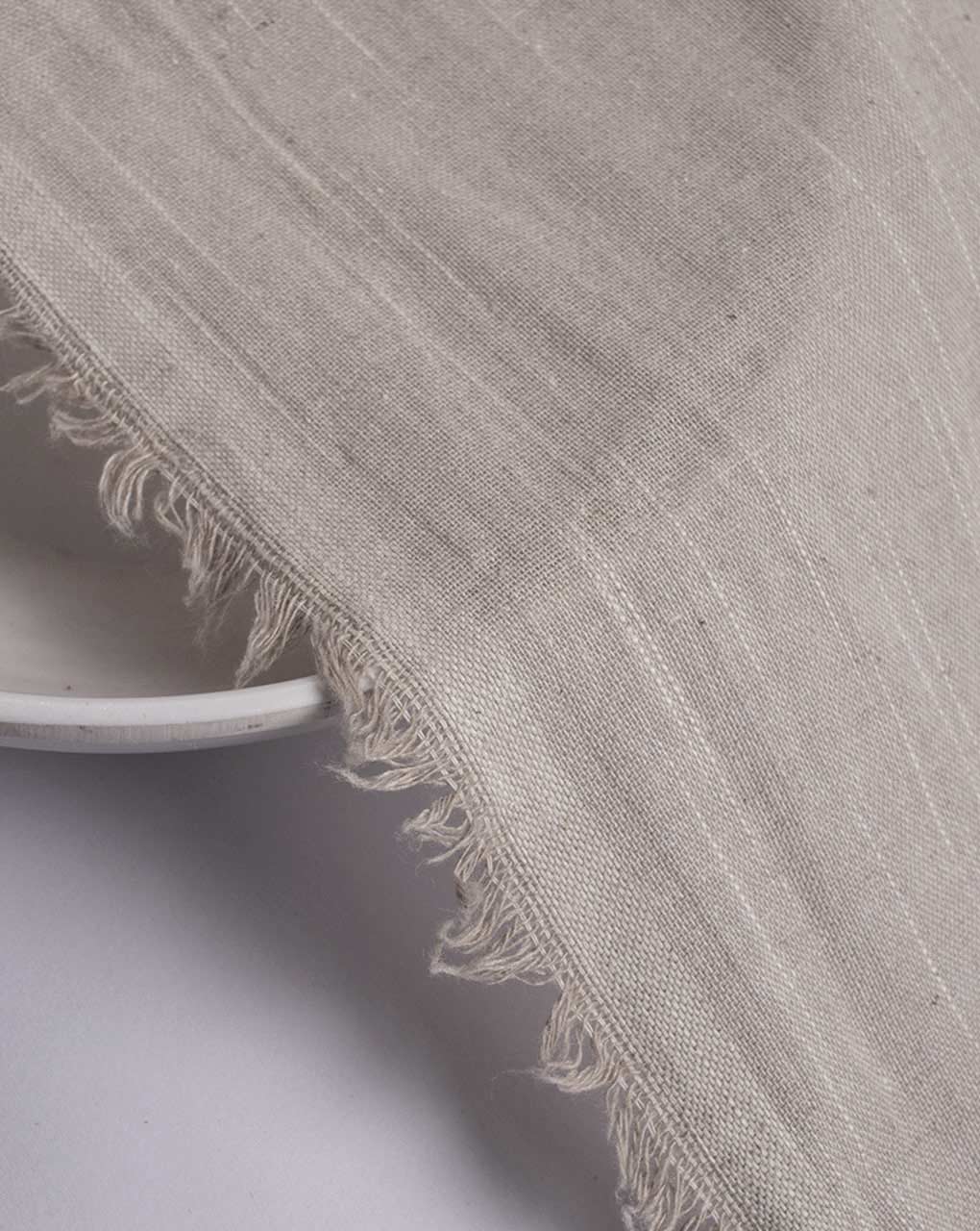 Beige Plain Chambray Slub Cotton Fabric 60"