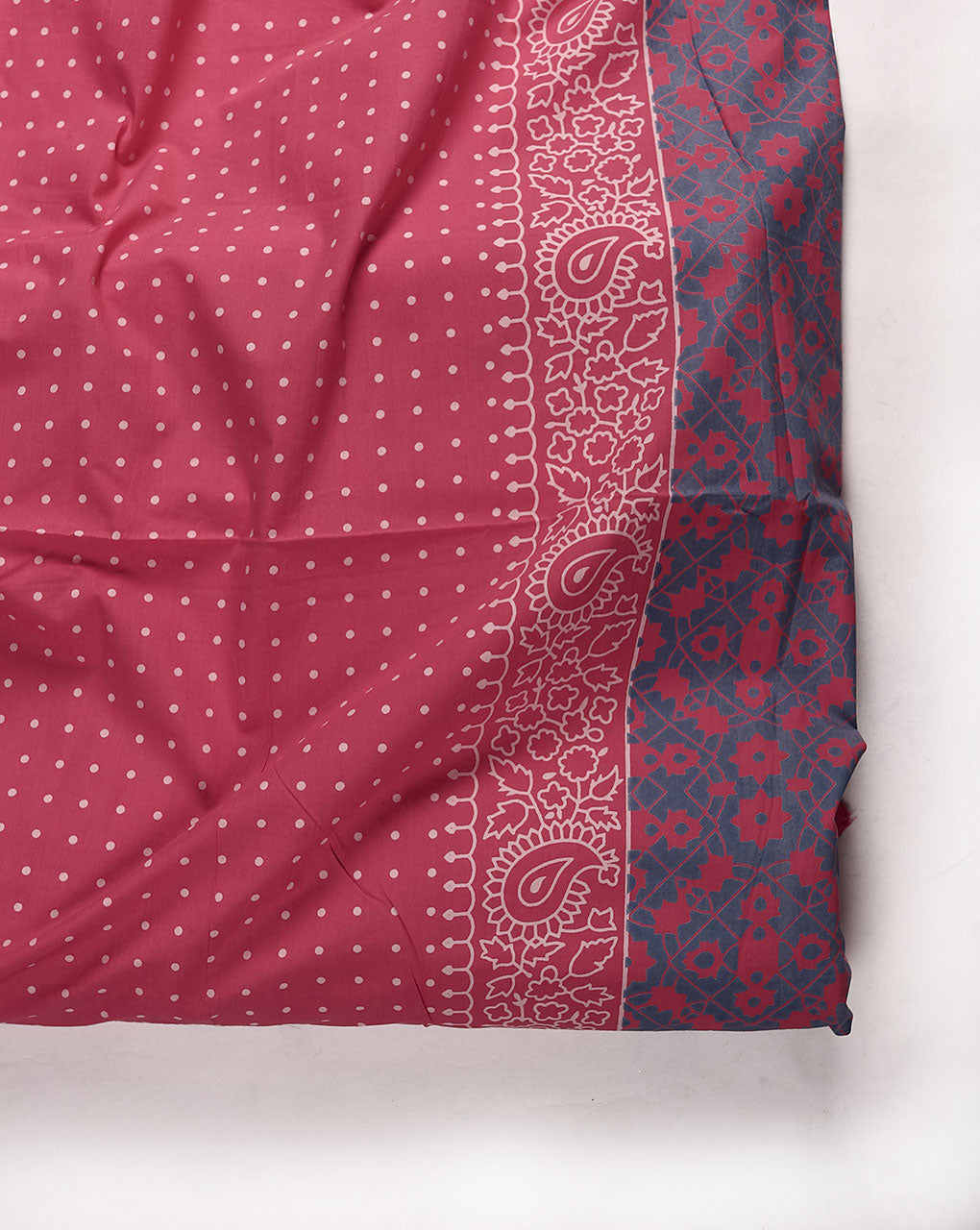 Red Polka Dots Screen Print Cotton Poplin Fabric ( Width 56 Inch )