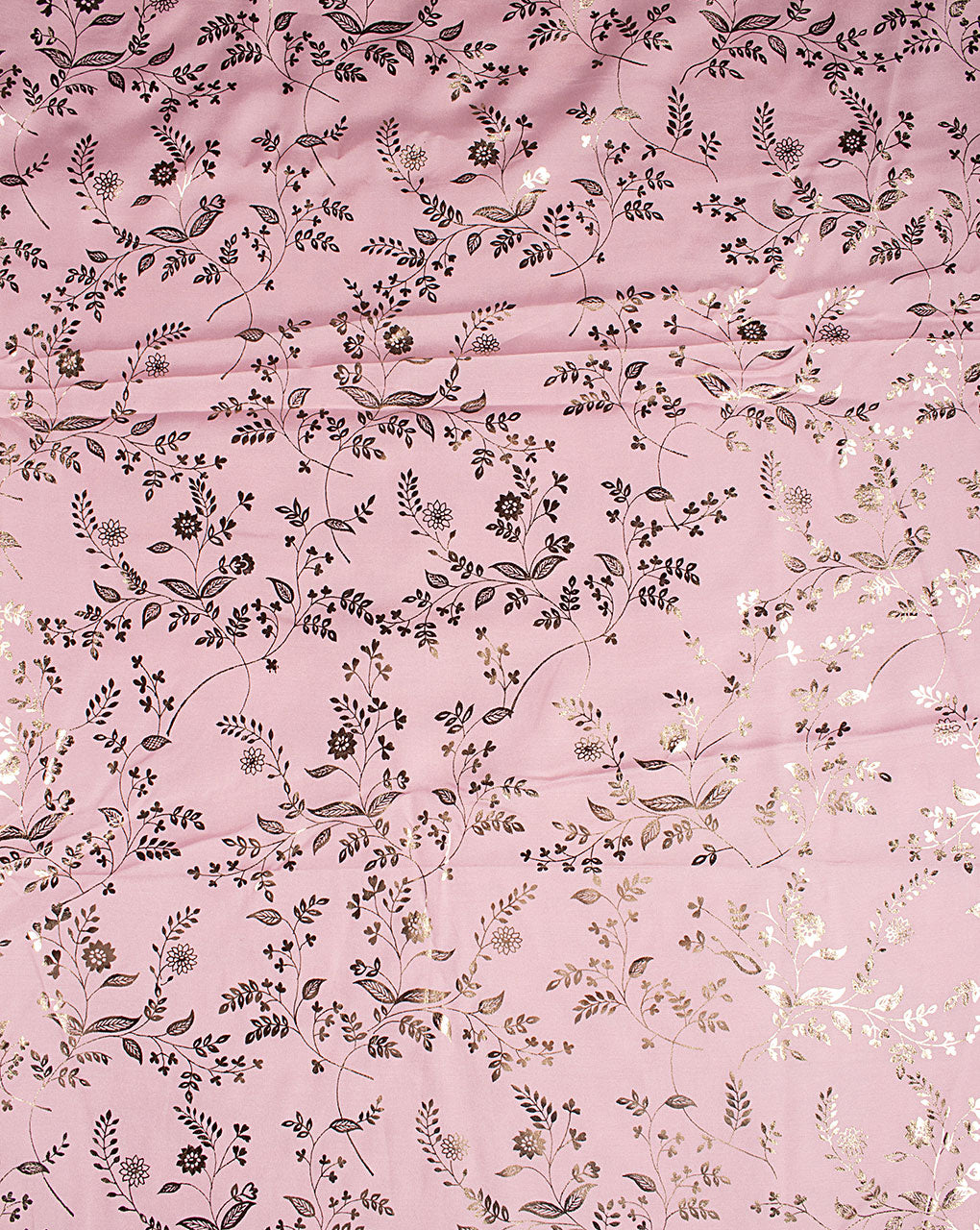 Pink Foil Screen Print Viscose Muslin Fabric