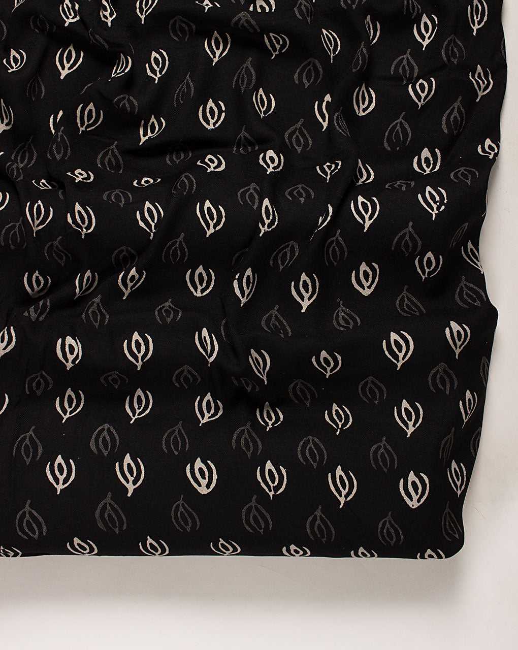 ( Pre Cut 1 MTR ) Monochrome Hand Block Rayon Dobby Fabric